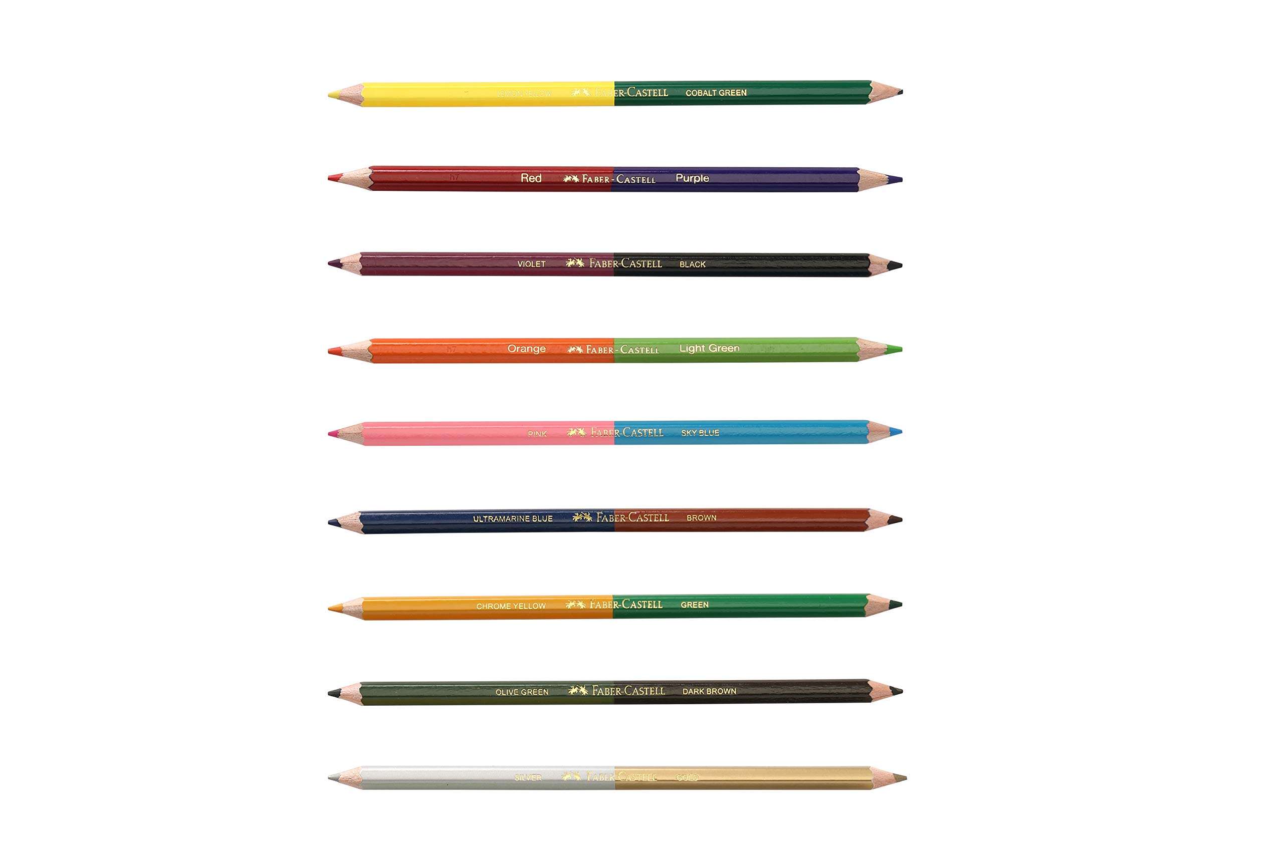 Faber Castell Bi-Color Pencils, Pack of 9-18 Shades 2