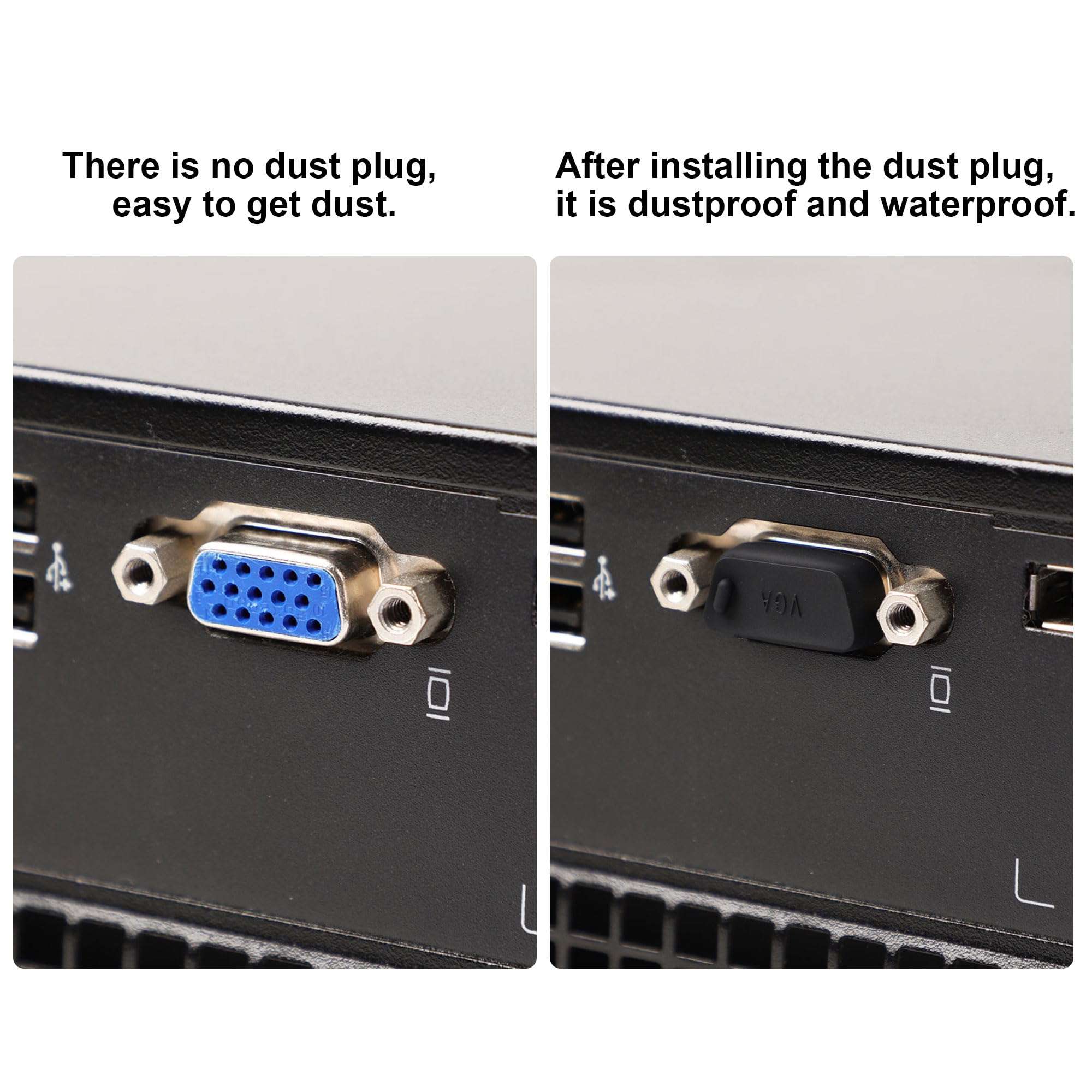 uxcell Silicone VGA Female Port Cover Anti Dust Cap, Port Plug Protector for D-Sub Serial 16mm x 9mm 10pcs Black 5