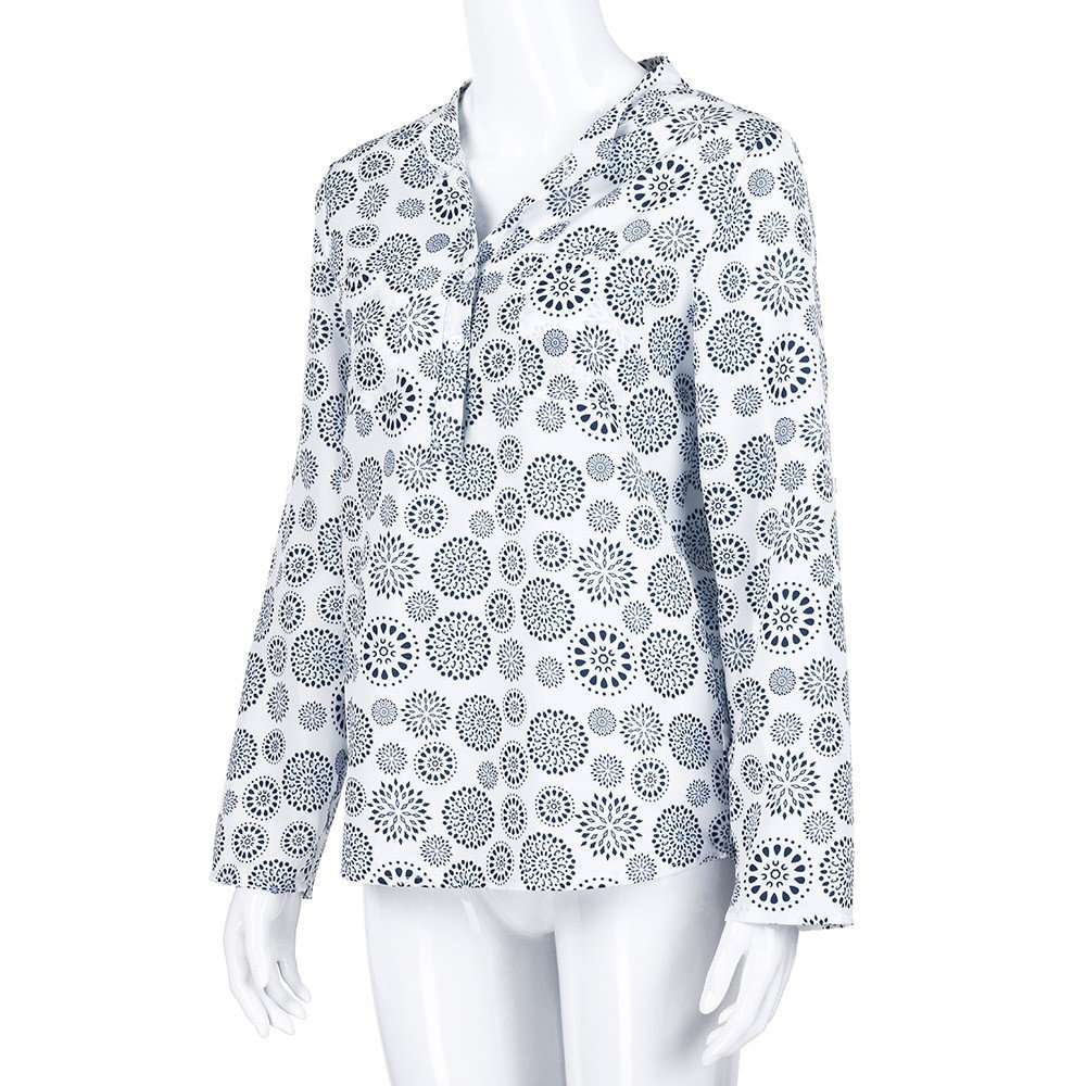 Blouse for Women Long Sleeve Kimloog Women Plus Size Print Long Sleeve Polka Dot Button Blouse Pullover Tops Shirt White 6