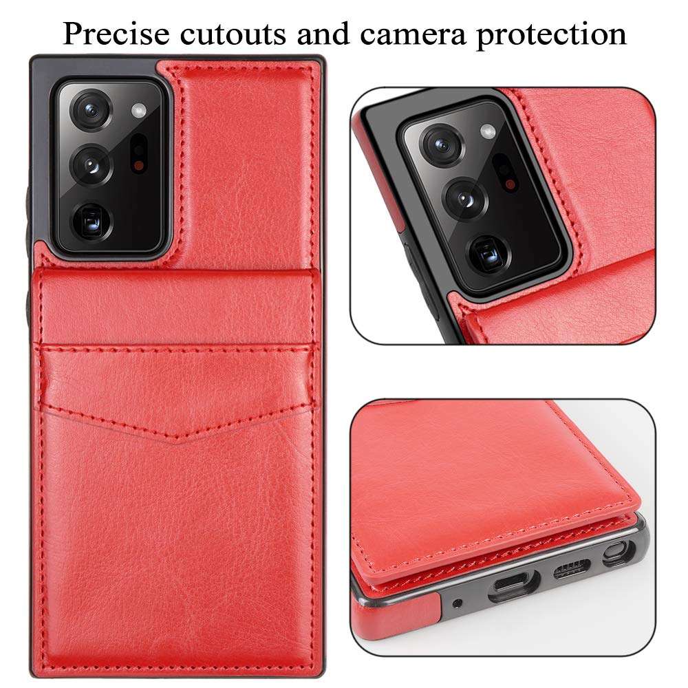 Samsung Note 20 Ultra Case, LakiBeibi Dual Layer Lightweight PU Leather Galaxy Note 20 Ultra Wallet Case with Card Holders Magnetic Lock Flip Phone Case for Samsung Galaxy Note 20 Ultra, Red 4