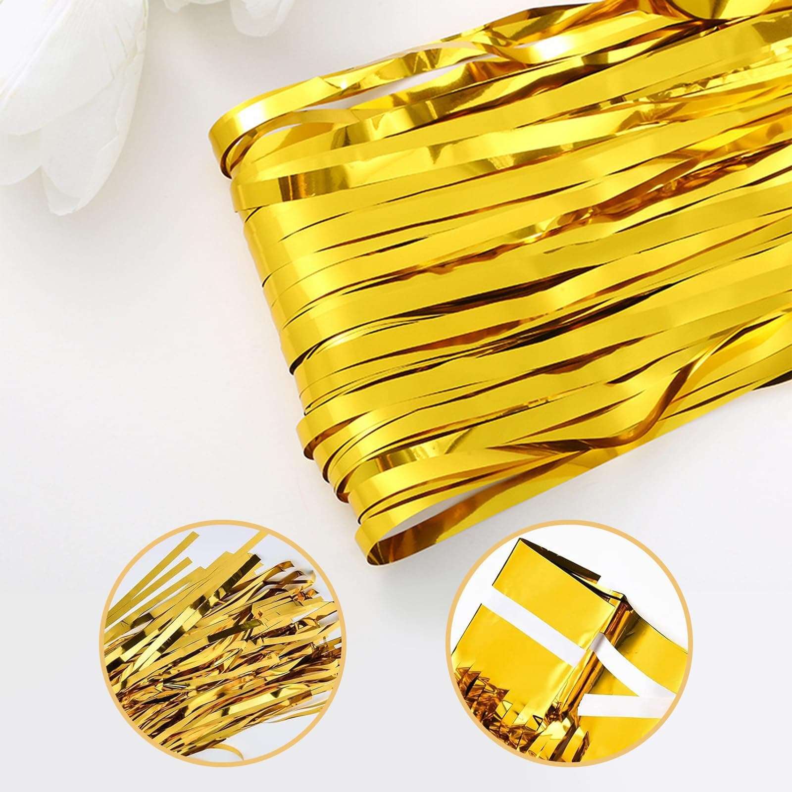 40 Pack Gold Foil Curtain Backdrop Metallic Tinsel Foil Fringe Curtains Photo Booth Props for Birthday Party Decoration Christmas Holiday Halloween New Year Party Supply 5