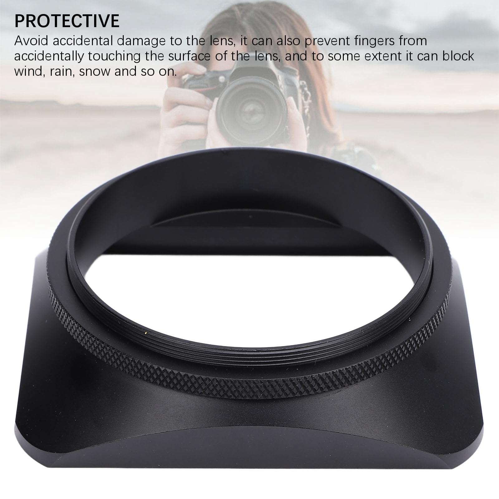 Acouto Square Aluminum Alloy Camera Lens Hood with Lens Cap for 62MM Lenses, Install Black Thread, Shade Accessory 5
