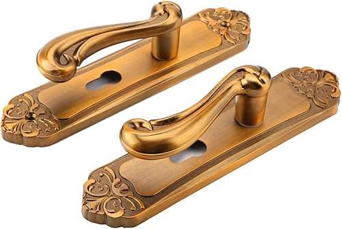 Room Door Handle, Chacerls Door Lock Handle Vintage European Style Aluminium Alloy Room Interior Door Lock Handle Furniture Hardware 6