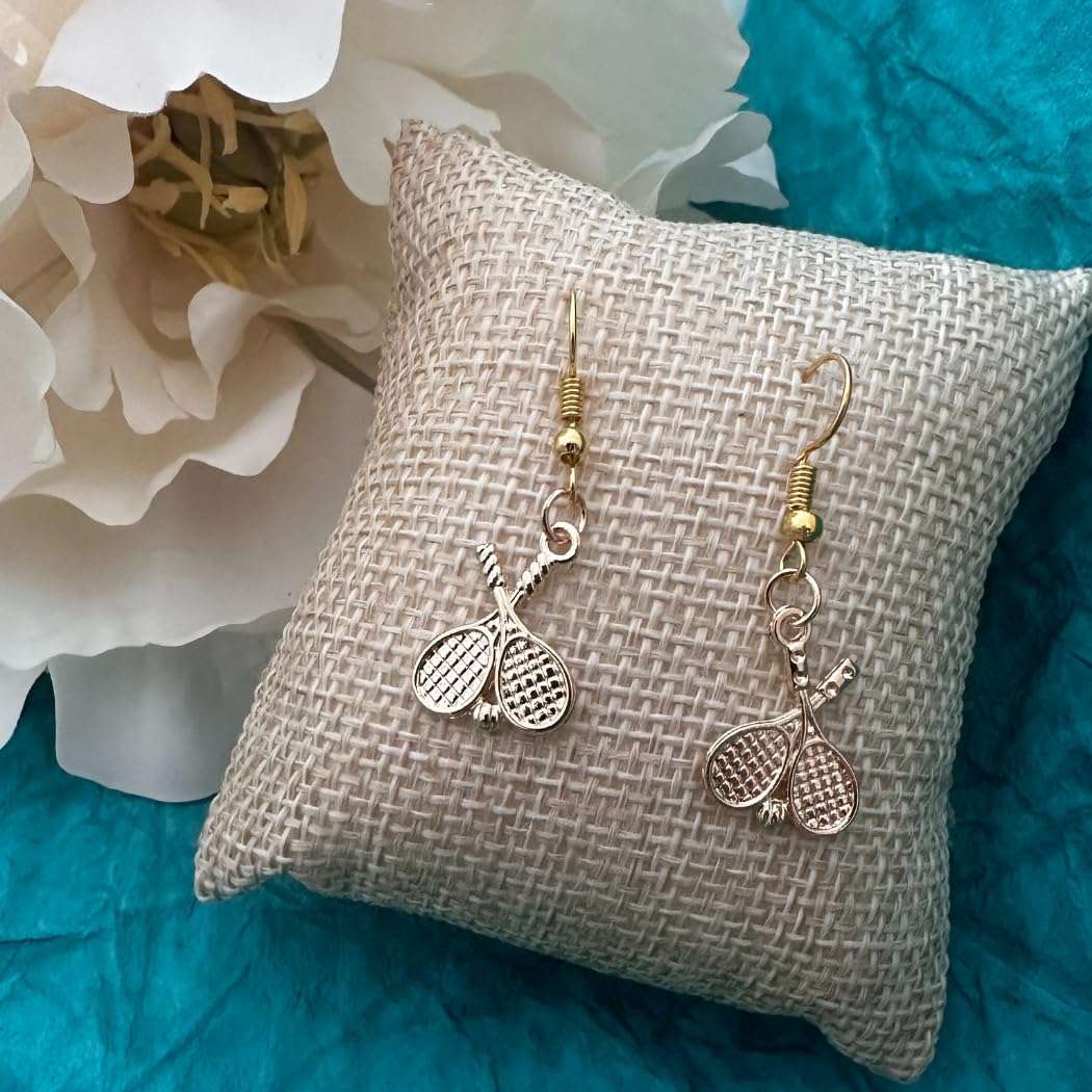 Tennis Earrings- Tennis Jewelry, Silver Tennis Racket Jewelry For Women- Tennis Gifts for Women & Teens (Gold) 3
