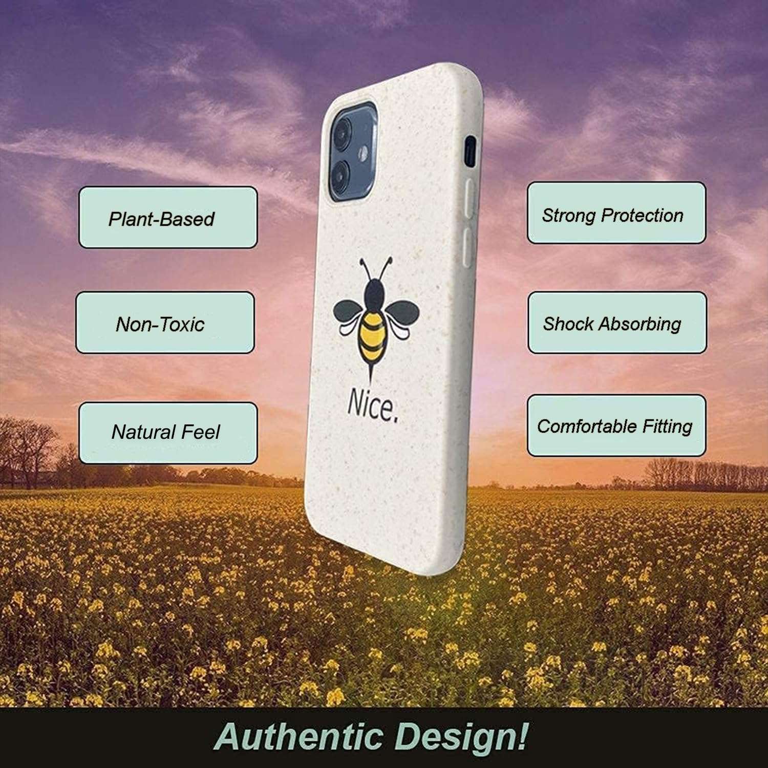 Gemi-Case Compatible with iPhone 12/12 Pro Plant Based Cute Design Case Ivory Speckled Bee Nice 3