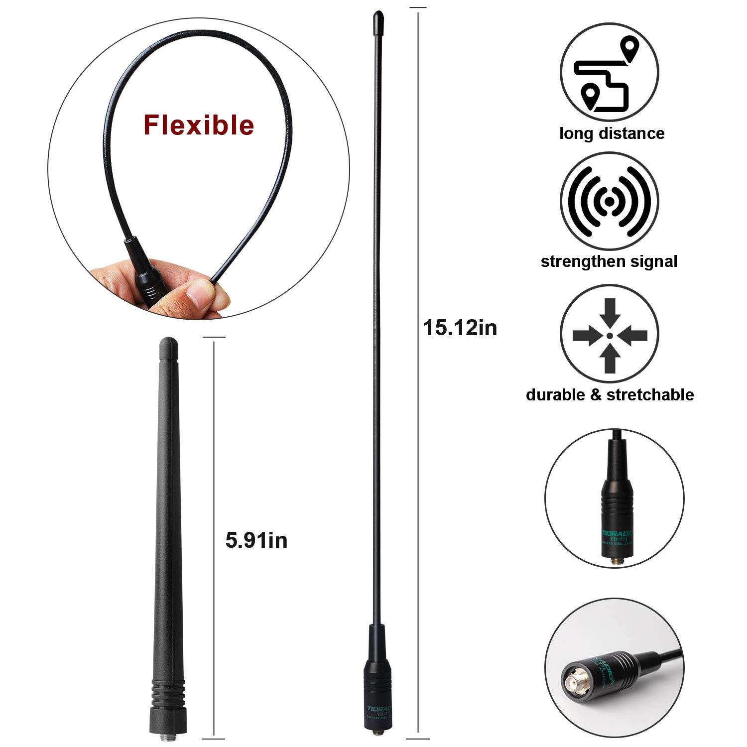 2 Pack BAOFENG UV-5R 8 Watt Ham Radio Handheld Long Range Two Way Radio with USB Charging & Long Antenna,Dual Band Ham Radio Baofeng Walkie Talkie 4