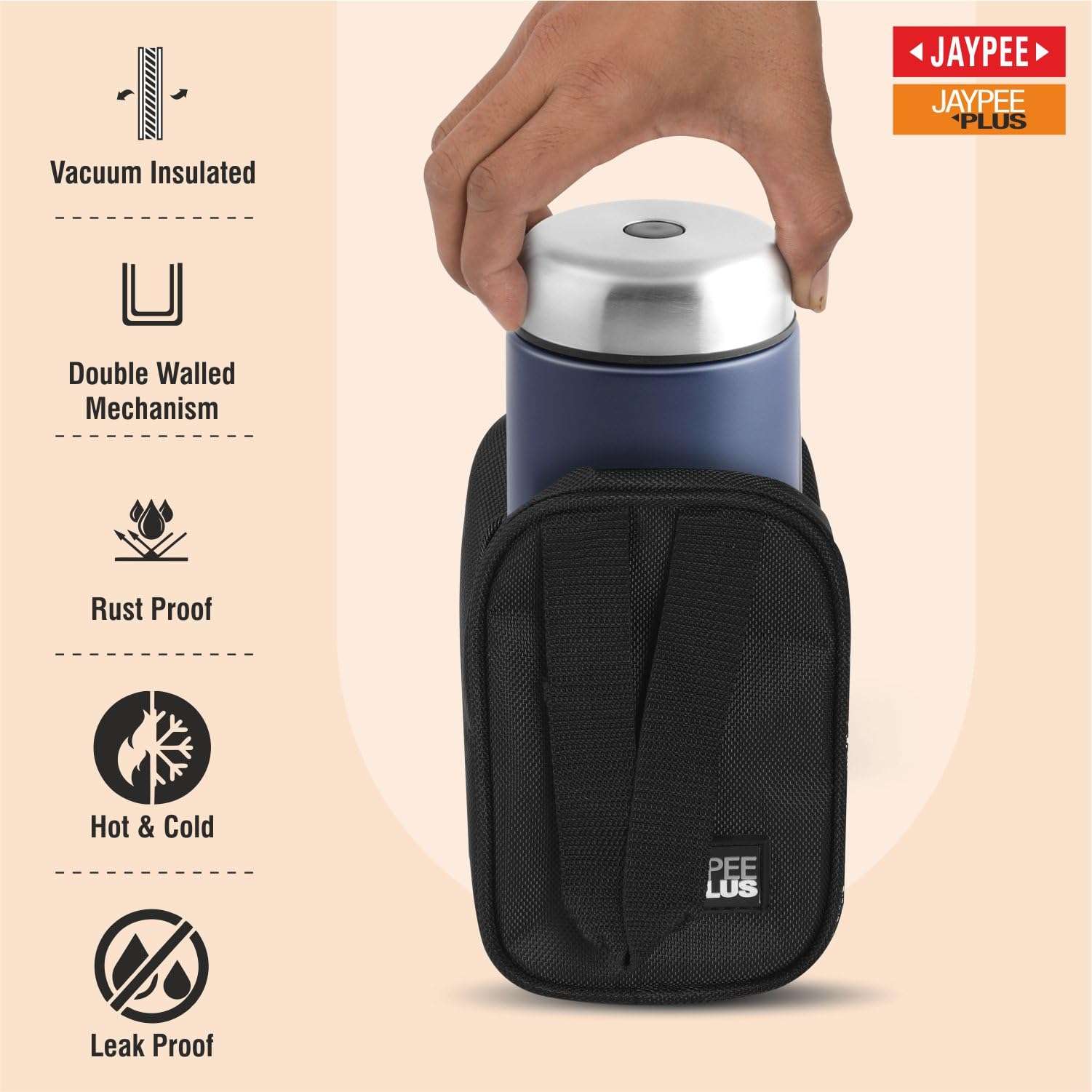 Jaypee Plus Nutri Jar Stainless Steel Vacuum Insulated Food Jar With Bag & Spoon|Hot And Cold Thermal Flask|Double Walled Scratch Resistant Ideal for Office, School, Gym & Travelling | 550 ml, Blue 5