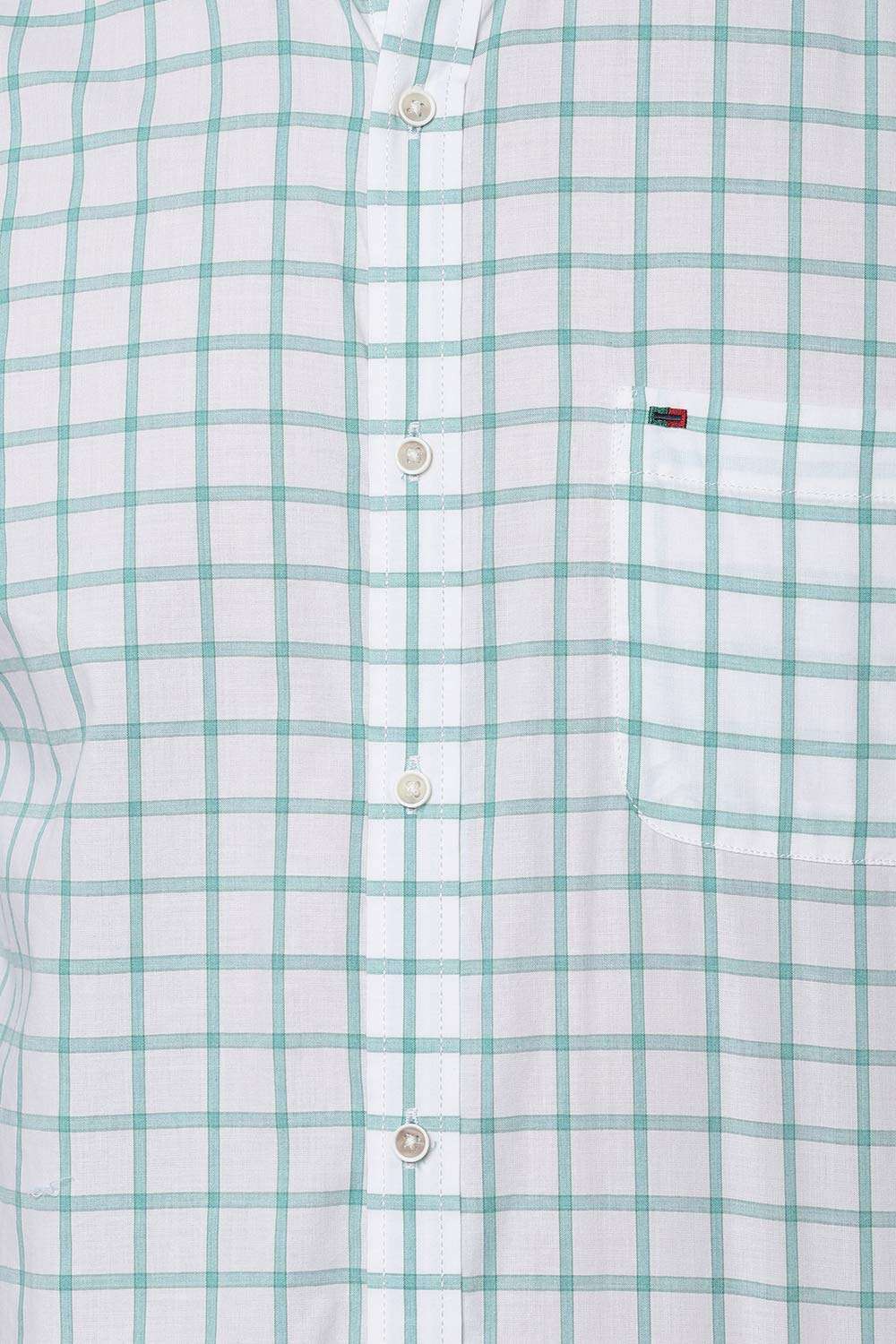 Peter England Men's Checkered Slim fit Casual Shirt (PCSFCSSPH92541_Green 39) 4