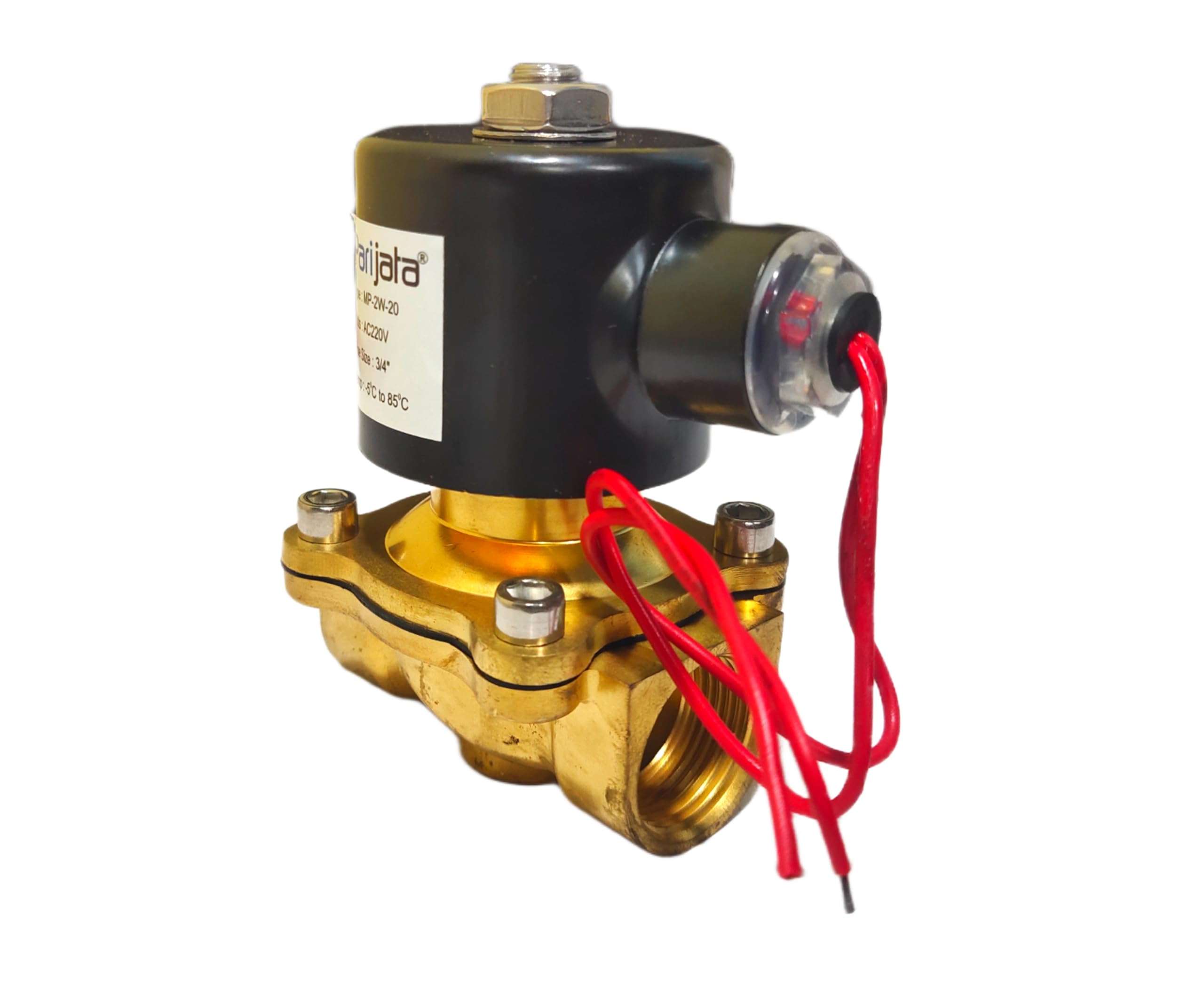 Parijata Brass AC220V Water/Air Closed Brass Electric Solenoid Valve Water Air Fuels, pipe size 3/4"x3/4" 3