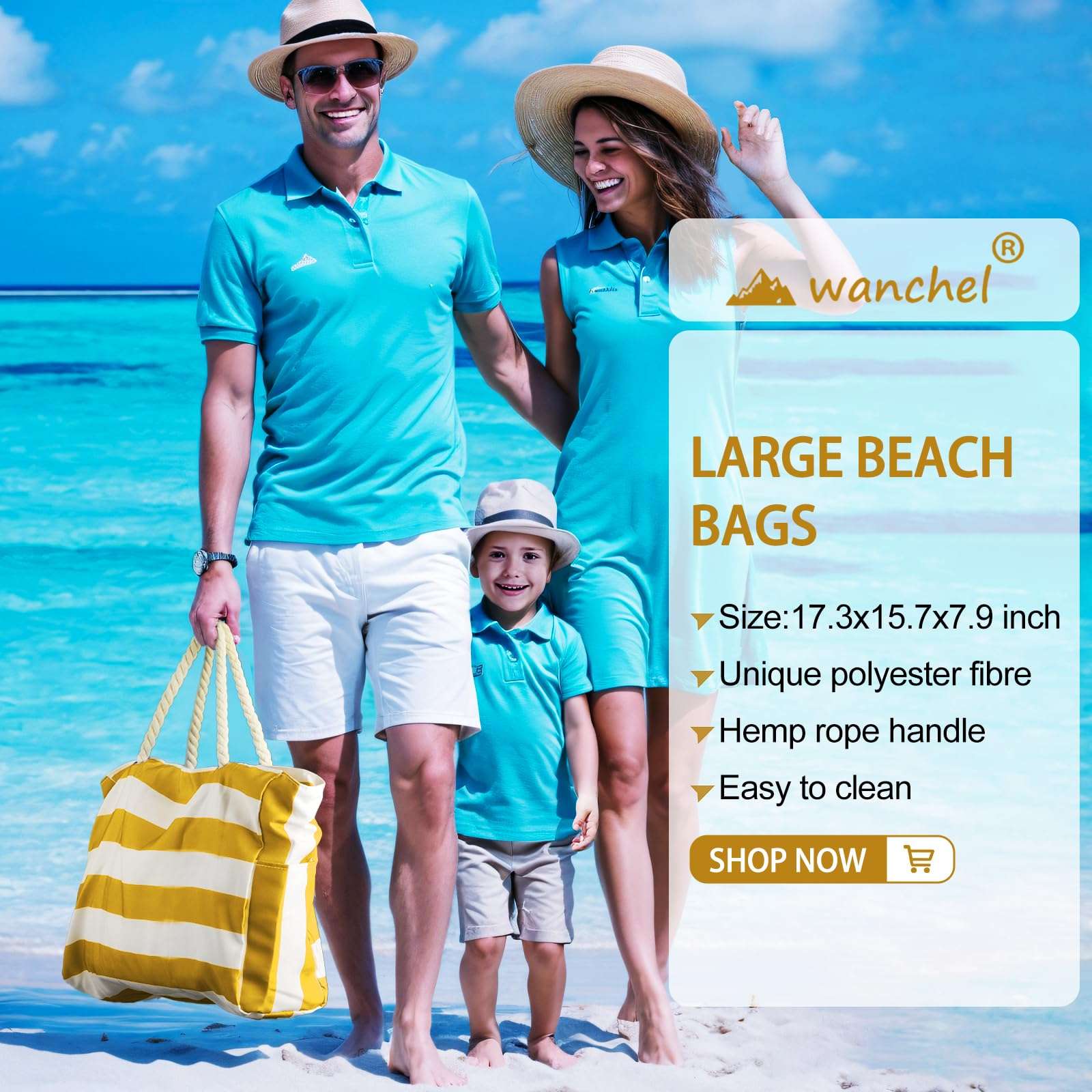 wanchel X-Large Beach Bags for Women, Waterproof Sandproof Beach Tote Bag with Zipper, for Travel | Pool | Cruise | Vacation Essentials 6