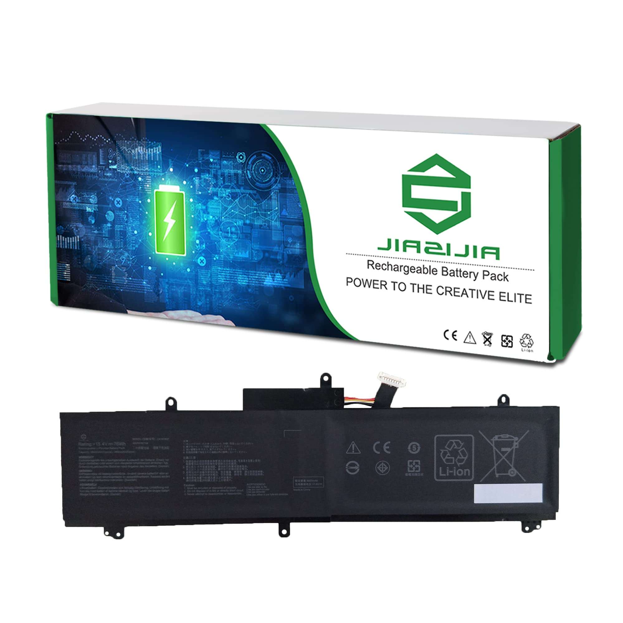 JIAZIJIA C41N1837 Laptop Battery Replacement for Asus Rog Zephyrus GA502DU GA502GU GU502DU GU502GU GU502GV GU532GU GU532GV GX502GV GX502GW GX532GV GX532GW Series Notebook 15.4V 76Wh 4940mAh 1