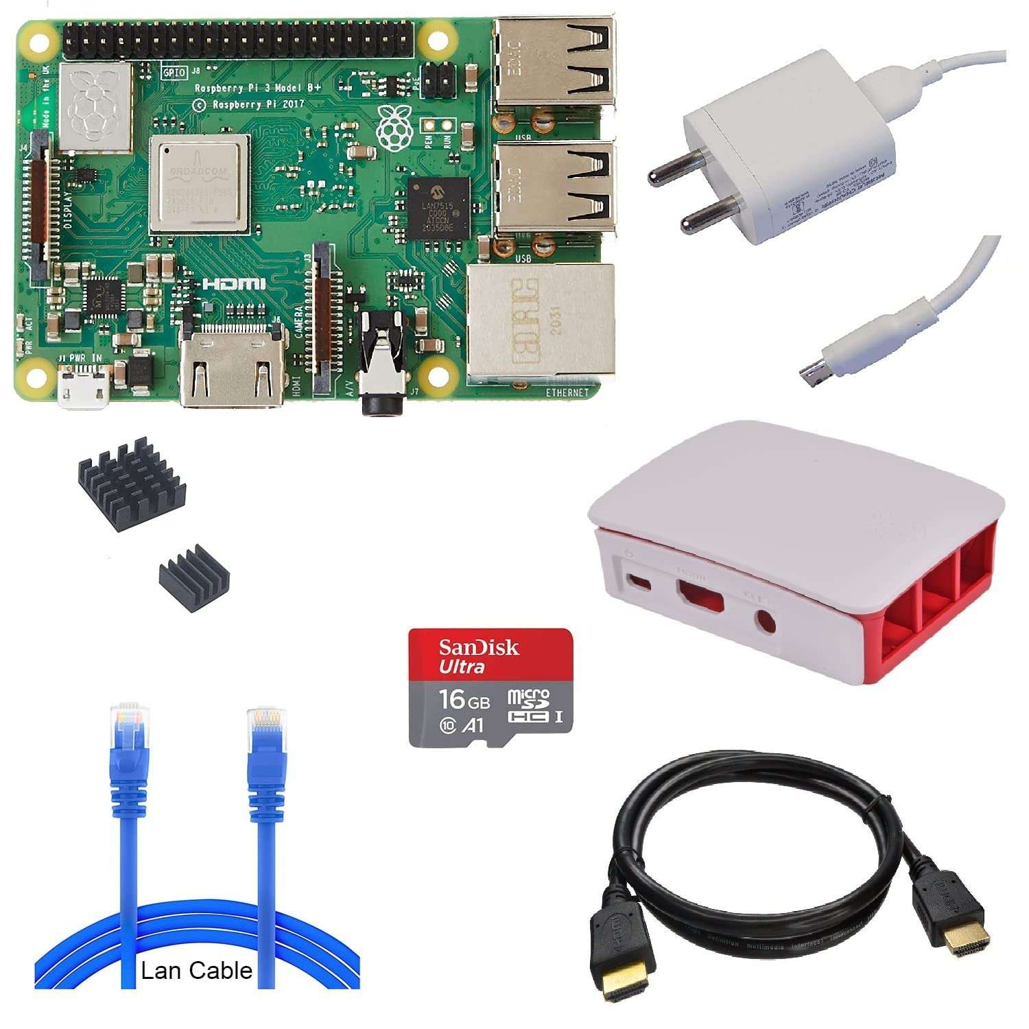 Raspberry Pi 4 Model B 4GB RAM Kit with 32GB Noobs, LAN-mHDMI Cable, Power Supply, MicroSD Card - The Complete Kit 1