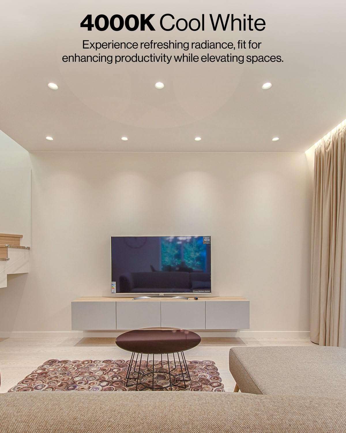 Sunco 4 Pack Retrofit LED Recessed Lighting 4 Inch, 4000K Cool White, Dimmable Can Lights, Baffle Trim, 11W=60W, 660LM, Damp Rated - ETL 4