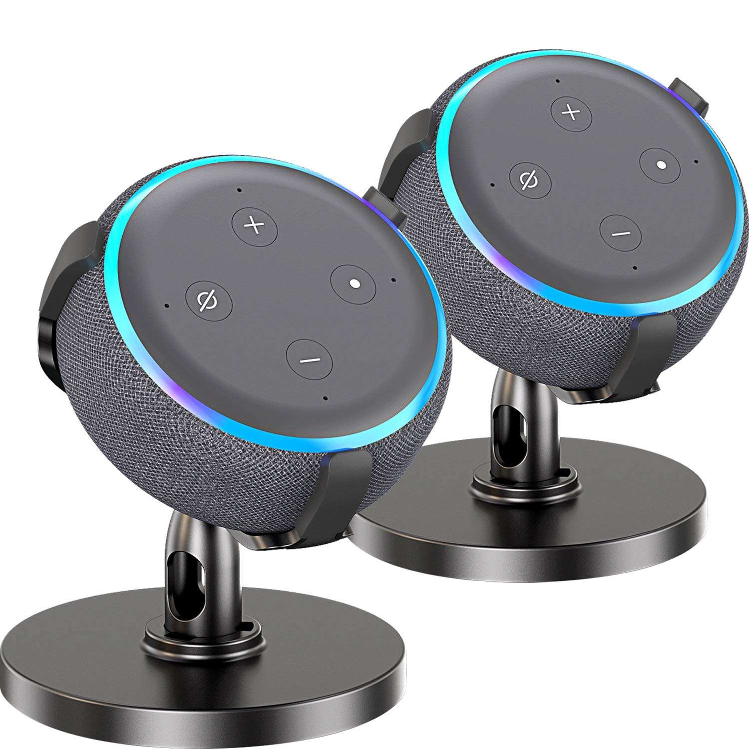 Fiada Table Holder for Dot 3rd Generation, 360°Adjustable Stand Mount Bracket Cradle with Rubber Protection for Smart Home Speaker, Improves Sound Visibility and Appearance, 2 Packs 1