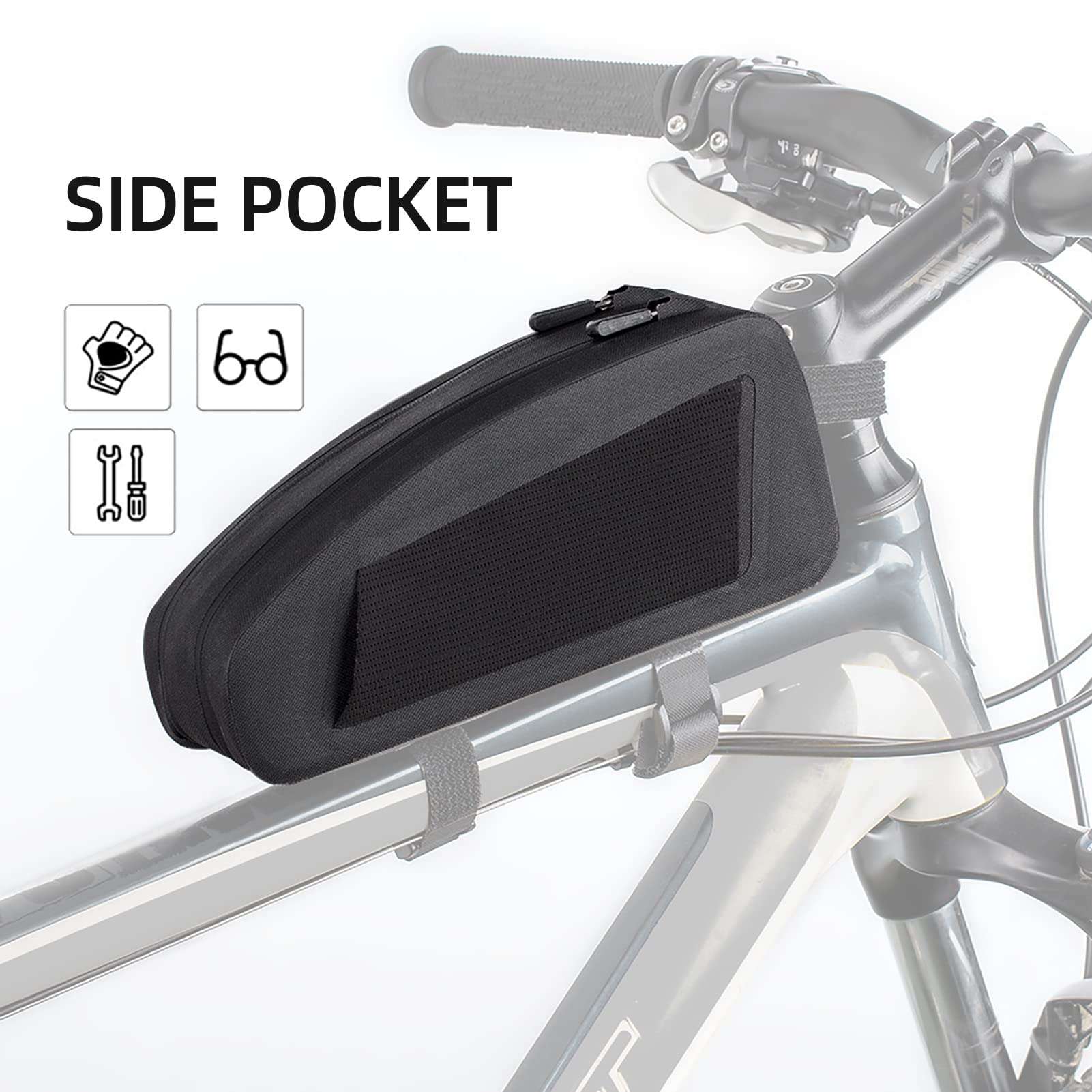 ROCKBROS Bike Bag Top Tube Bike Frame Bag Waterproof Two Zipper Pockets Bike Pouch Top Tube Bike Bags for Bicycles 4