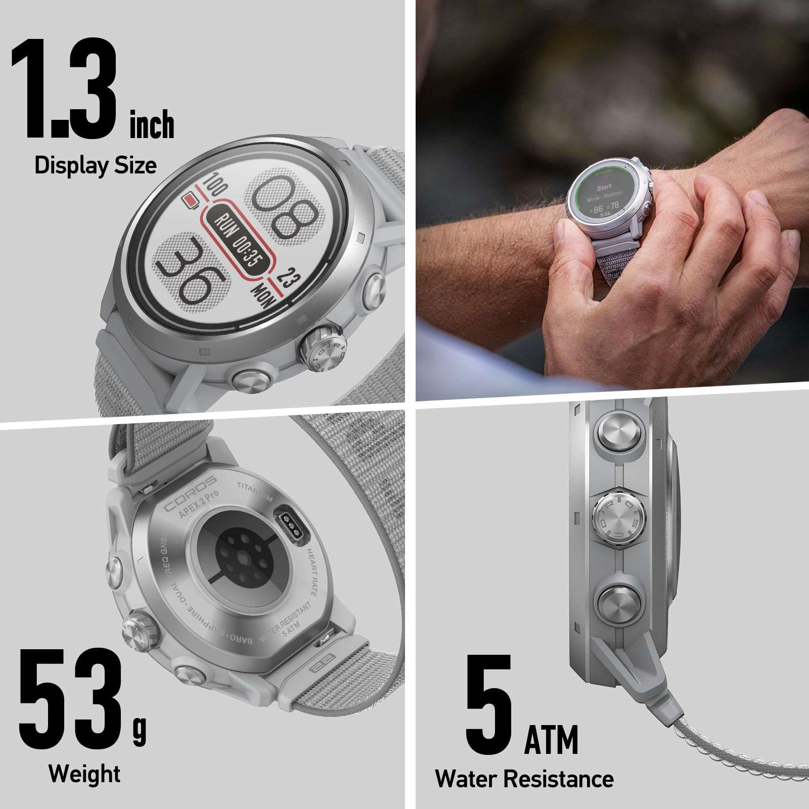 COROS APEX 2 Series Outdoor GPS Watch, 1.2" Sapphire Titanium, On-Wrist Navigation, Offline Maps, Heart Rate Monitor, Track Sleep, Running, Biking, Skiing, Climbing (APEX 2 Pro, Black) 3