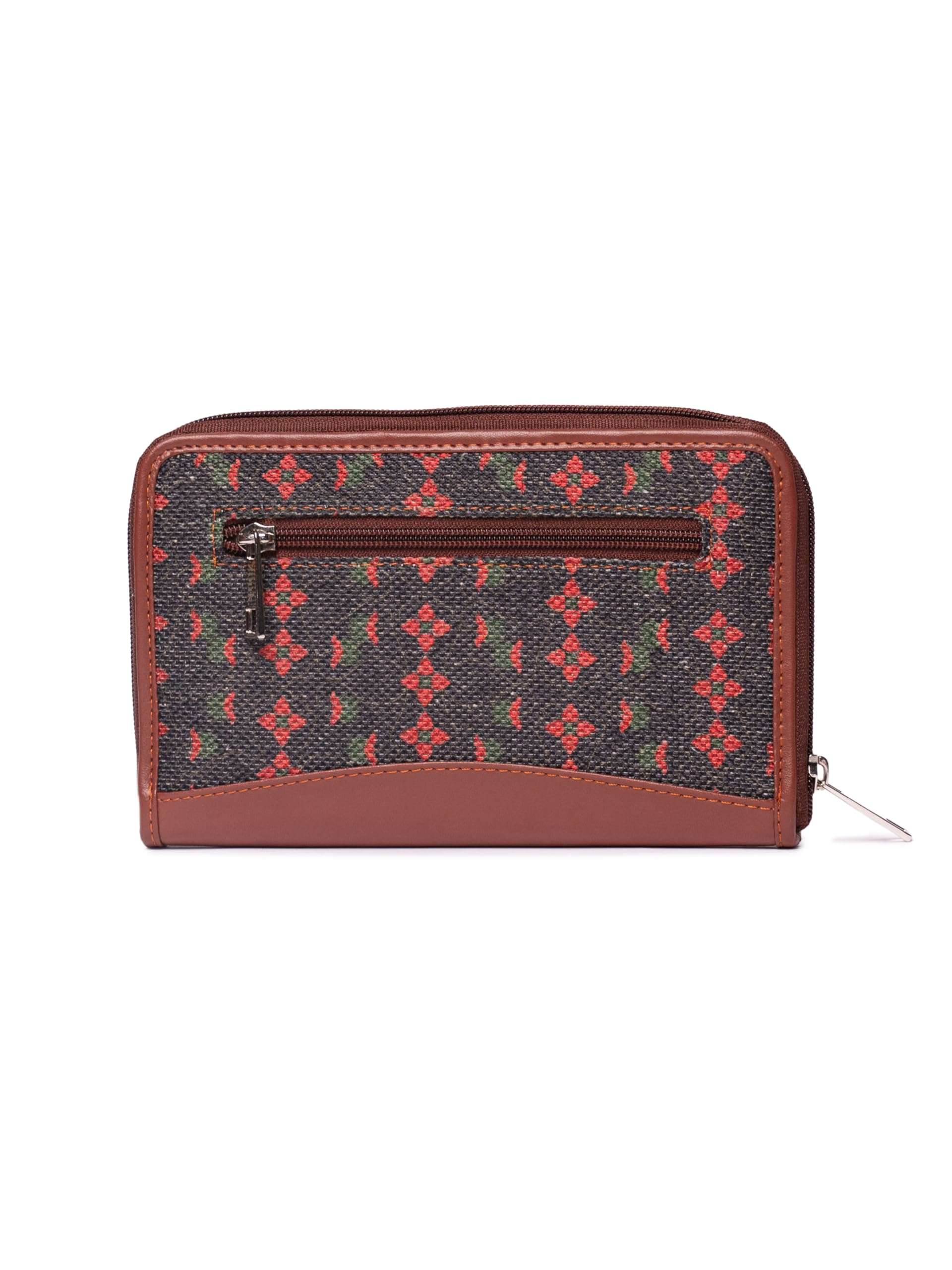 ZOUK Women's Handcrafted Shobha Niwas Lotus Motif Classic Chain Wallet for Mobile Phones 5