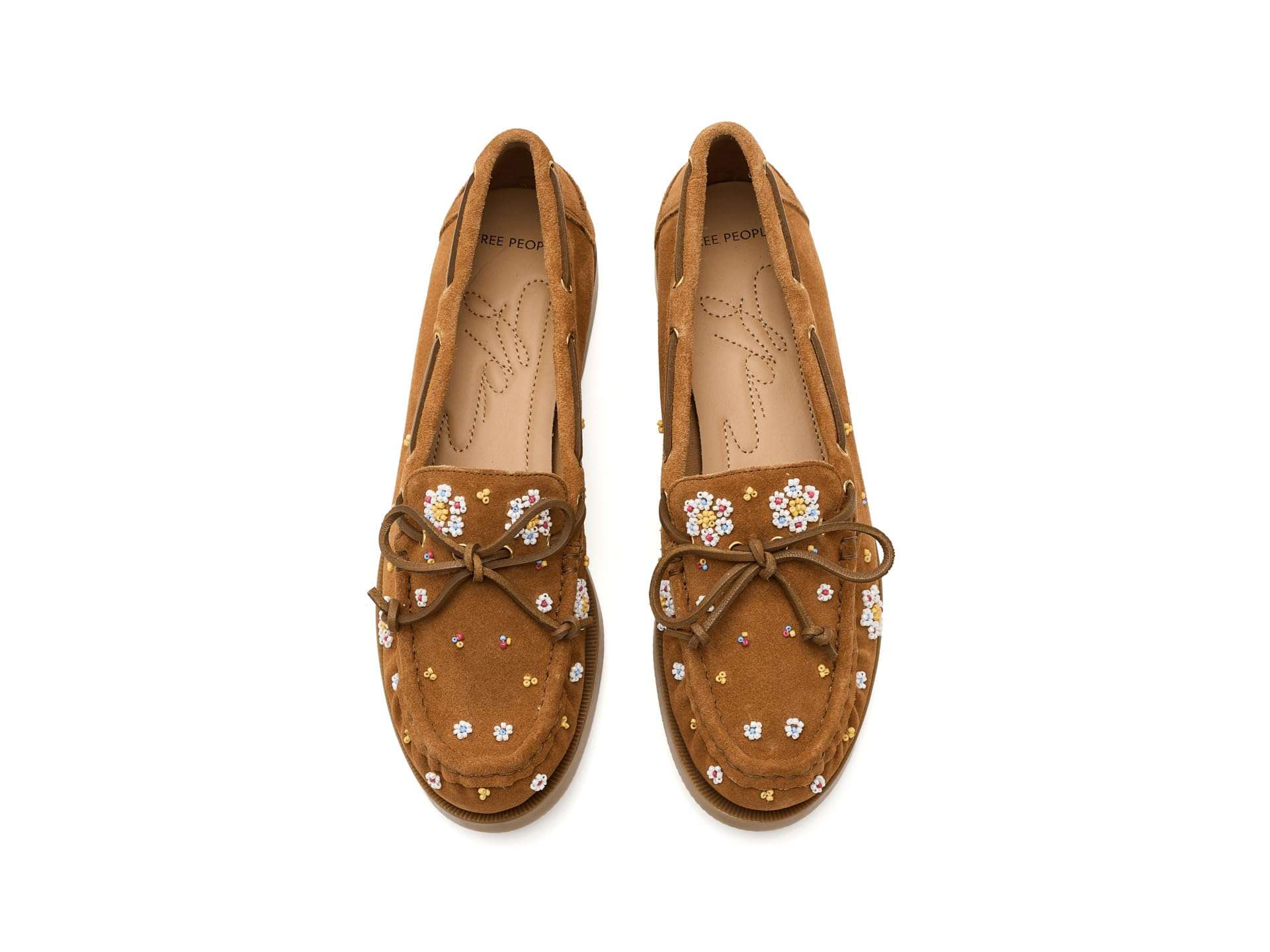 Free People, Womens, Sandy Seed Bead Boat Shoes, Vachetta Voyage Suee, 6.5, Medium 3