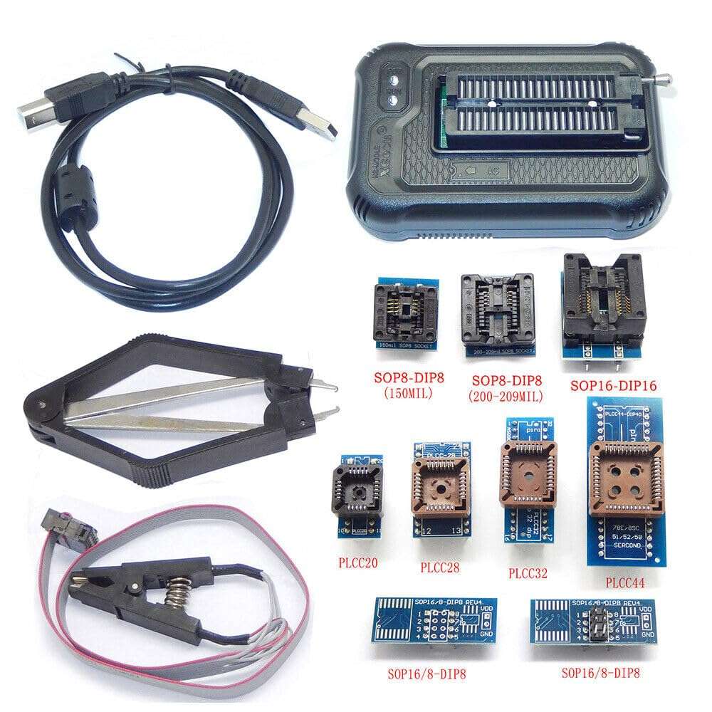 DHRUVPRO XGecu T48 [TL866-3G] Programmer Support 28000+ ICS for EPROM/MCU/SPI/Nor/NAND Flash/EMMC/IC Tester/ TL866CS TL866II Replacement (XGecu T48 with 13 Adapter) 3