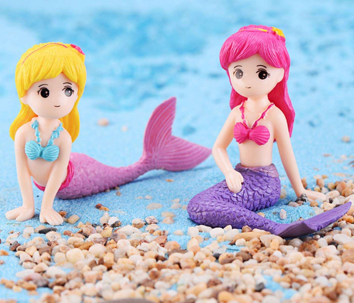 4 Pcs Miniature Mermaid Figurines, Mermaid Doll Cake Toppers, Mermaid Figure Collection Playset, Birthday Cake Decoration 3