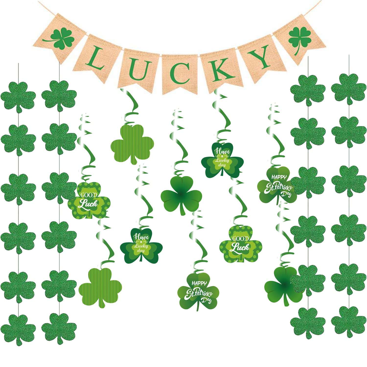 DmHirmg St Patricks Day Decorations,St Patricks Day Garland,St Patricks Day Hanging Decorations Lucky Irish Green St Patrick Party Home Party St Patricks Day Banner Big Pack