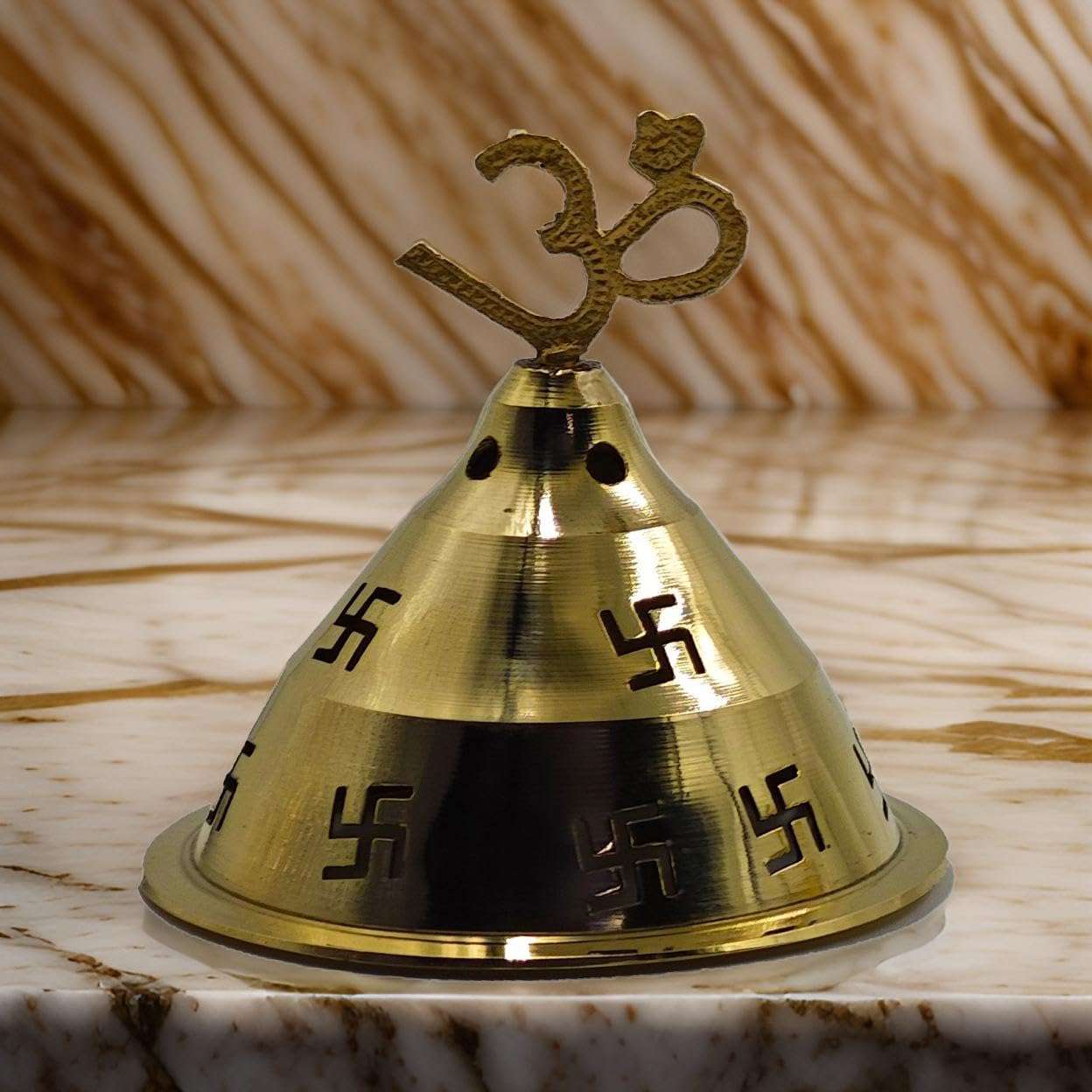 Ein Sof Akhand Diya for Pooja with Adjustable Bati (9 inches)- Large Size Brass Diyas with Wick Lifting Screw Lever & Borosilicate Glass Cover for Home Decoration , Puja & Gifting (150ml , 48 Hour) 6