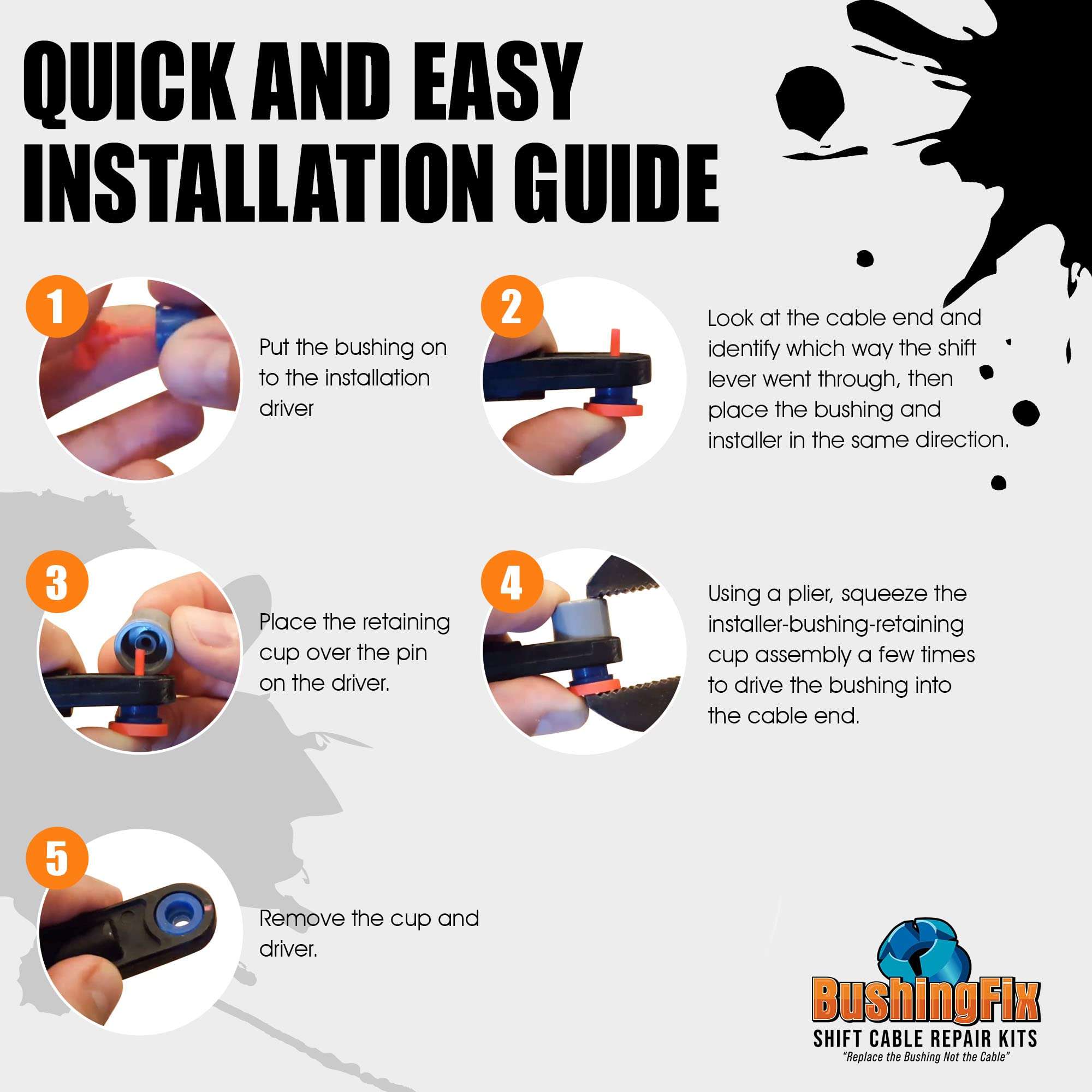 BushingFix IM1KIT1 - Transmission Shift Cable Bushing Repair Kit - Automatic Transmission Linkage Repair Kit, Transmission Repair Kit, Shifter Cable Bushing Fix, Shift Linkage Bushing Replacement 6