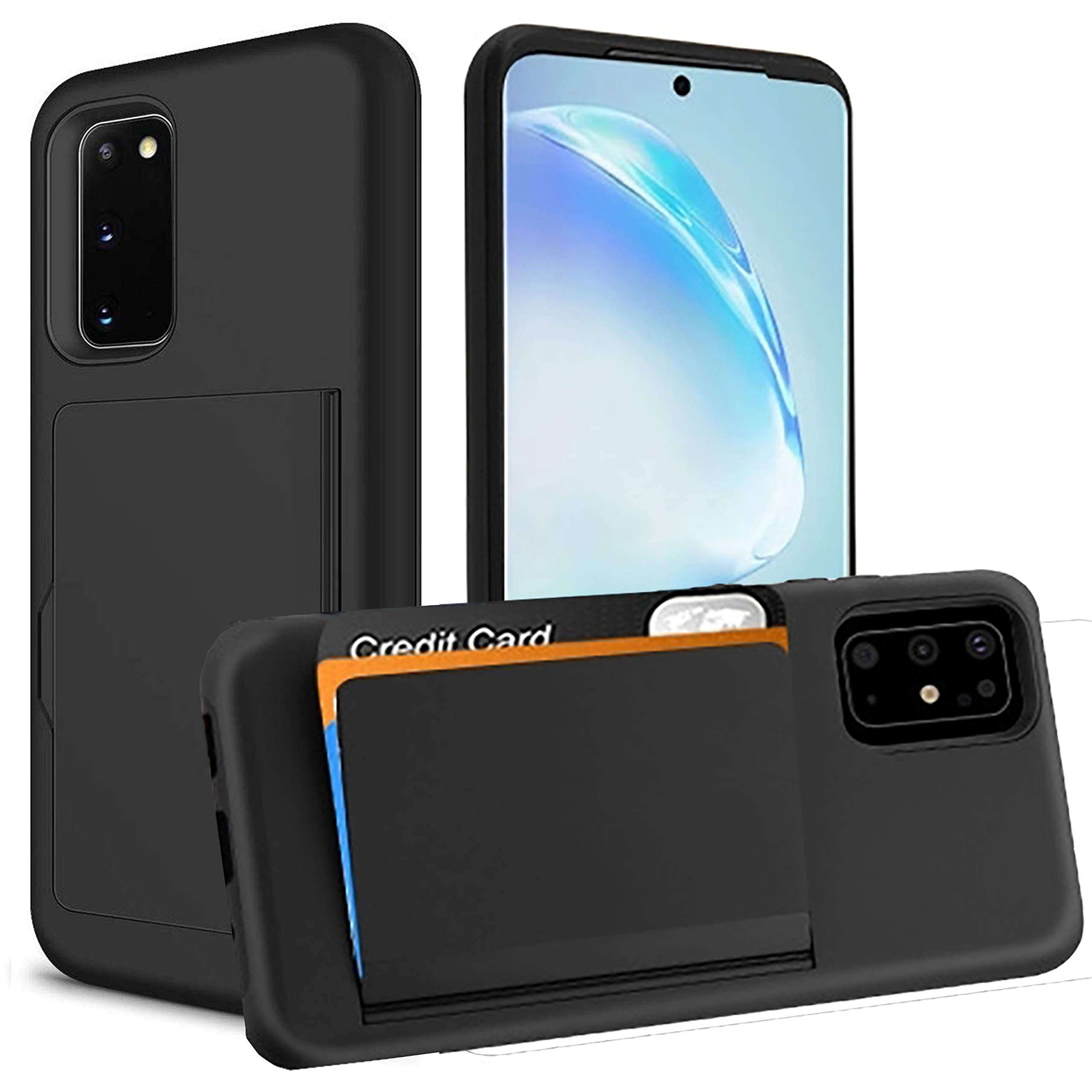 S20 Ultra Cases I Galaxy s20 Ultra Wallet Case with Card Holder - Samsung Slim Protective Phone Back Covers I Dual Layer Hard Hybrid 3 Credit Card Slot Hidden Storage Cover I Black Heavy Duty 4