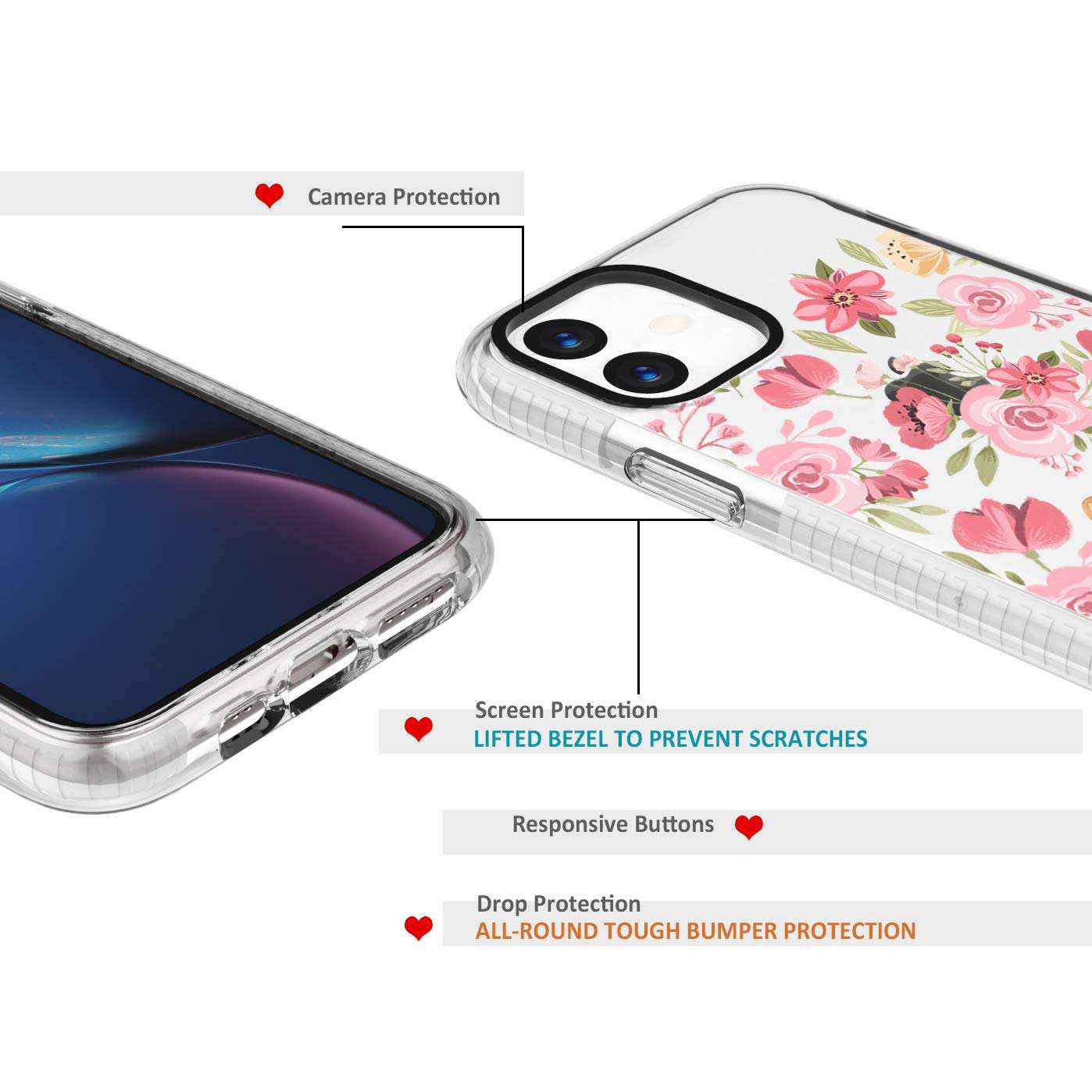 iPhone 11 Clear Case,Cute Corgi With Pink Blooms Flowers Floral Daisy Love Funny Puppy Dog Trendy Hipster Adorable Case for Girls Women Soft Protective Clear Case With Design Compatible for iPhone 11 4