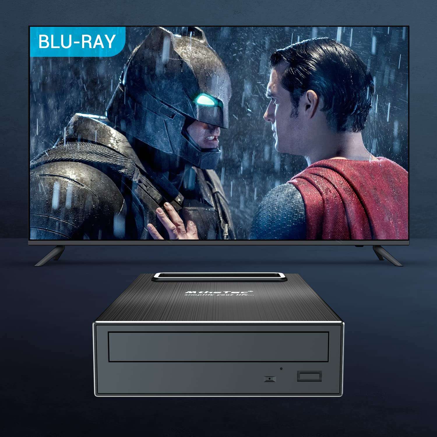 MthsTec 4 in 1 External Blu-ray Drive, 16X USB 3.0 and Type-C Powerful Desktop External Bluray Drive Burner DVD Burner Optical Drive Charger HDD Enclosure USB HUB for Mac/PC 4