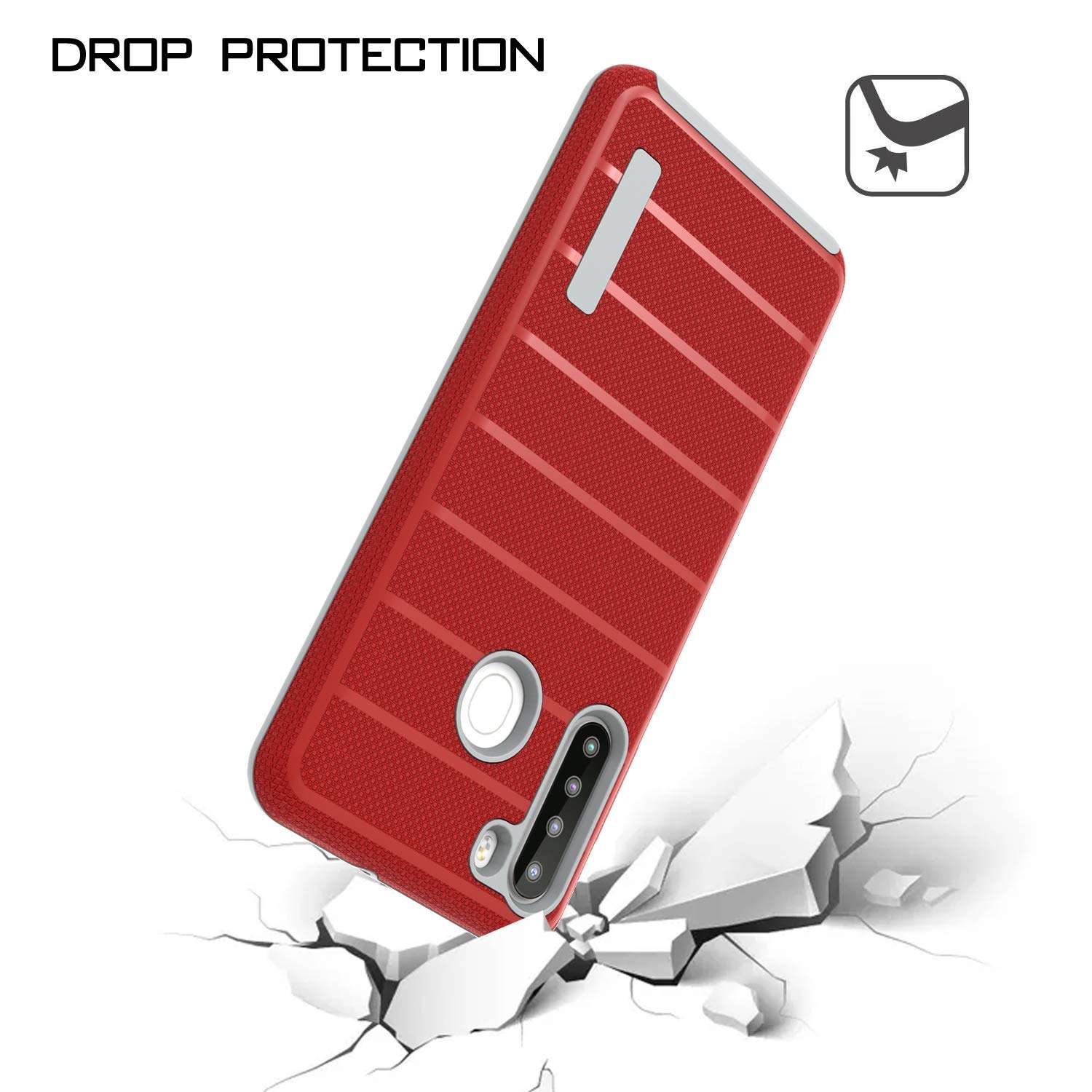 EnCASEs 2 in 1 Cell Phone Case for Samsung Galaxy A21, Slim Red Matte TPU Shockproof Bumper Protective Durable Trendy Eco-Friendly Case Cover for Men Women Teenagers Children 4