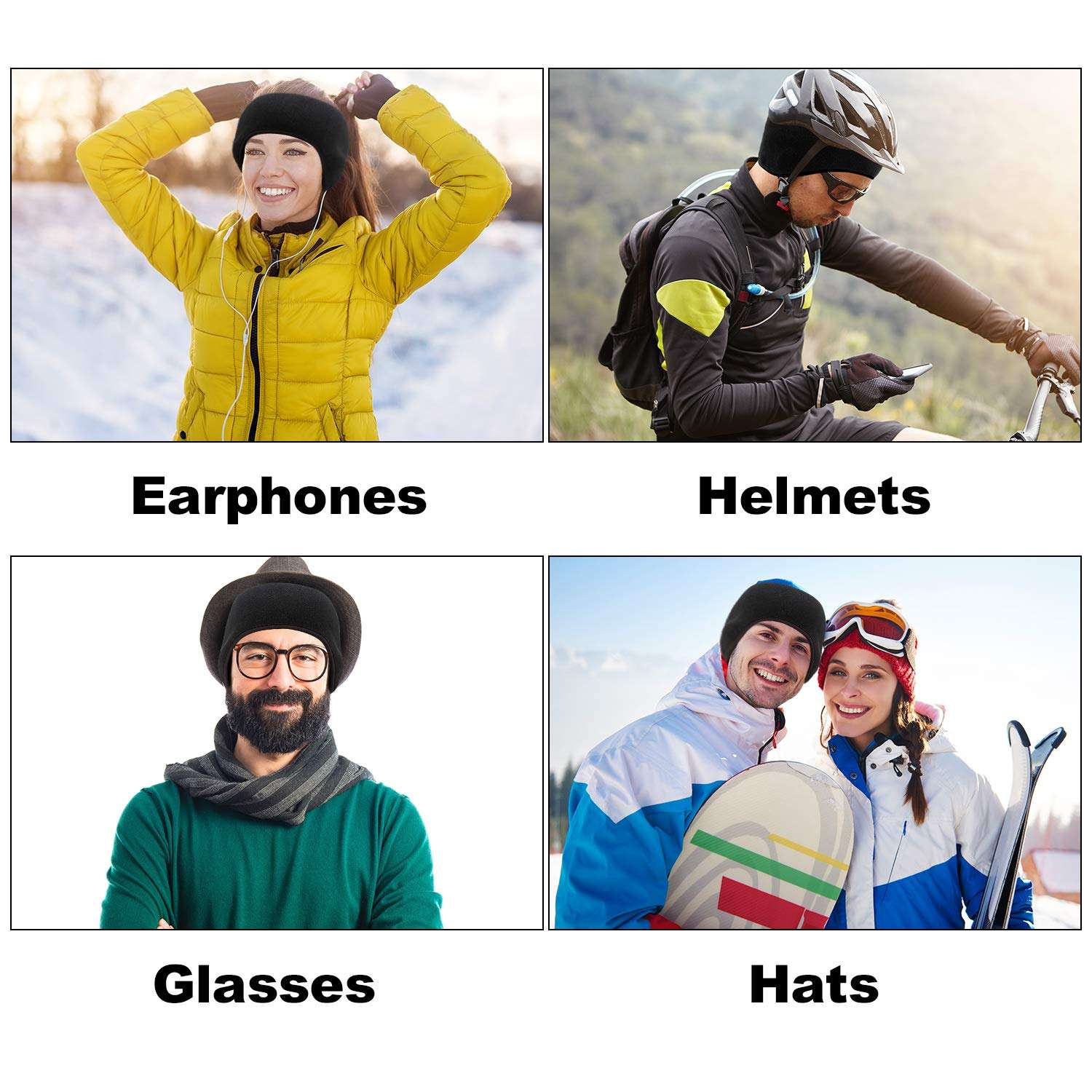 KXCOFTXI Mens Headbands - 4 Pieces Earmuffs Warmer for Winter - Sports Headband for Running Skiing Yoga Workout 6