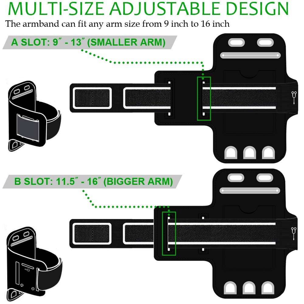 smartlle Arm Phone Holder for Running, Armband Cellphone for iPhone 15 14 13 12 11 Pro Max/XR/8 7 6s Plus, for Galaxy A/S/Note Up to 6.9’’, for Exercise Gym Fitness Sports Gear-Black 3