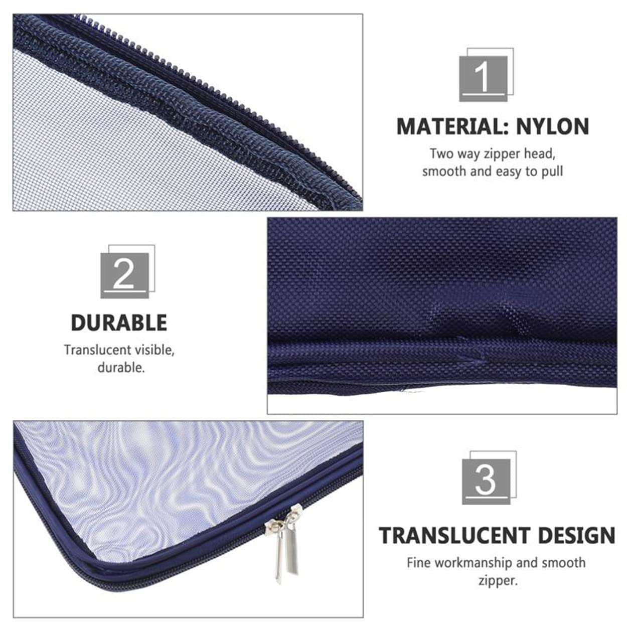 Sevia Translucent Student Pen Pencil Case Stationery Storage Bag Nylon Zipper A4 Office File Paper Folder Bag Important Documents Organizer Holder Mesh Bag Pouch Travel Organizer (Multicolor) 5