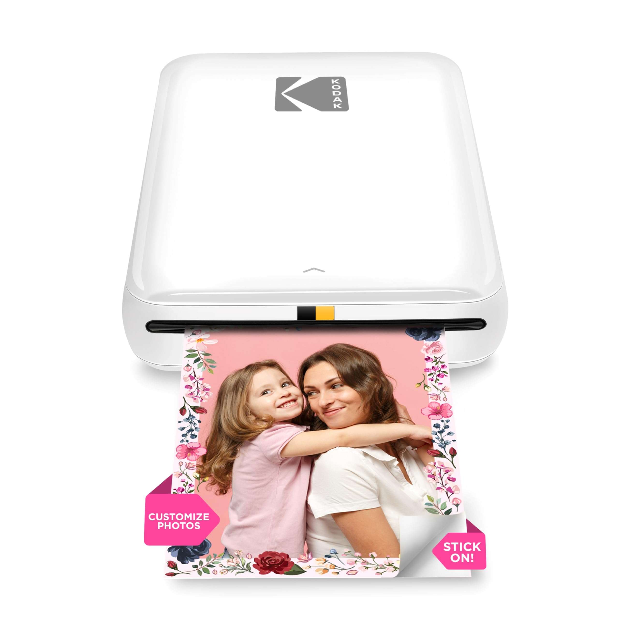 Zink Kodak Step Printer Zero Ink Technology Wireless Mobile Photo Printer for Any Bluetooth or NFC Smart Device (White) Sticker Edition, 2x3 (RODMP20KIT9W) 1
