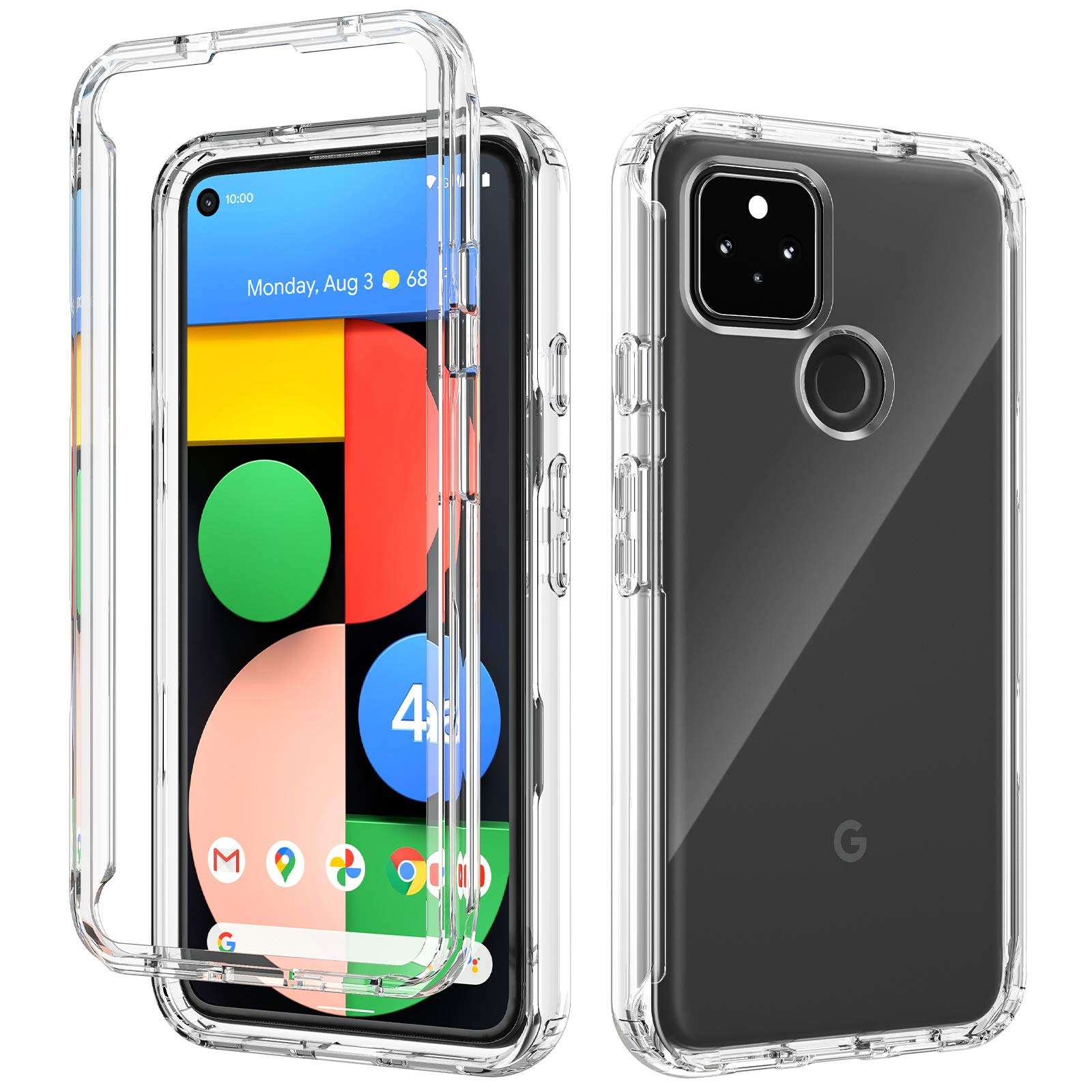iMangoo for Google Pixel 4A 5G Case Transparent Heavy Duty Protective Slim Cover Anti-Slick Dual Layer Soft Back Shell + Hard PC Front Open Frame Phone Cases for Google Pixel 4A 5G Version 2020 Clear