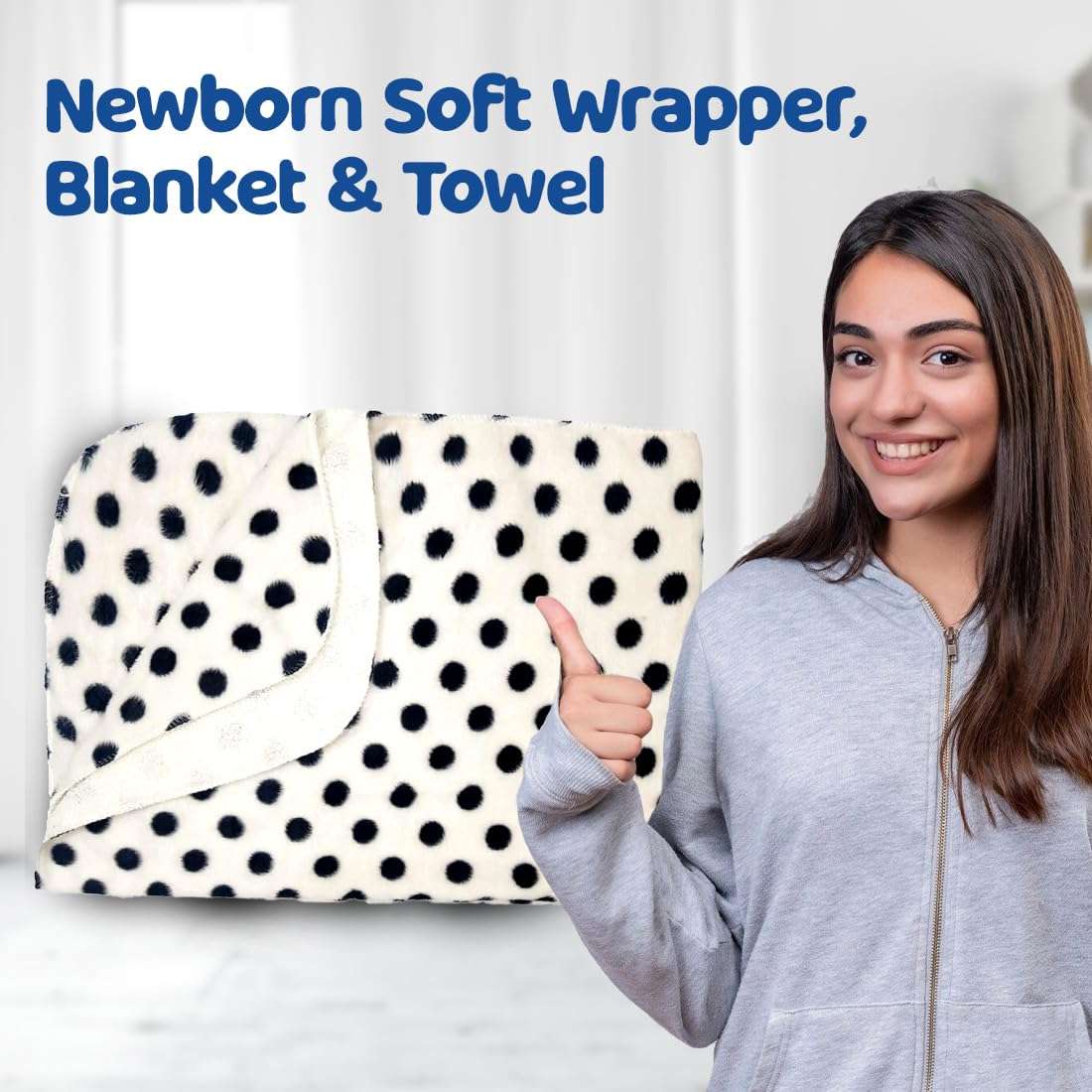 Bumtum Super Soft New Born Baby Polka Dot Blanket | Wrapper Sheet for Baby Boys & Baby Girls | Lightweight | Super Comfortable (100cm x 75cm, White) 3