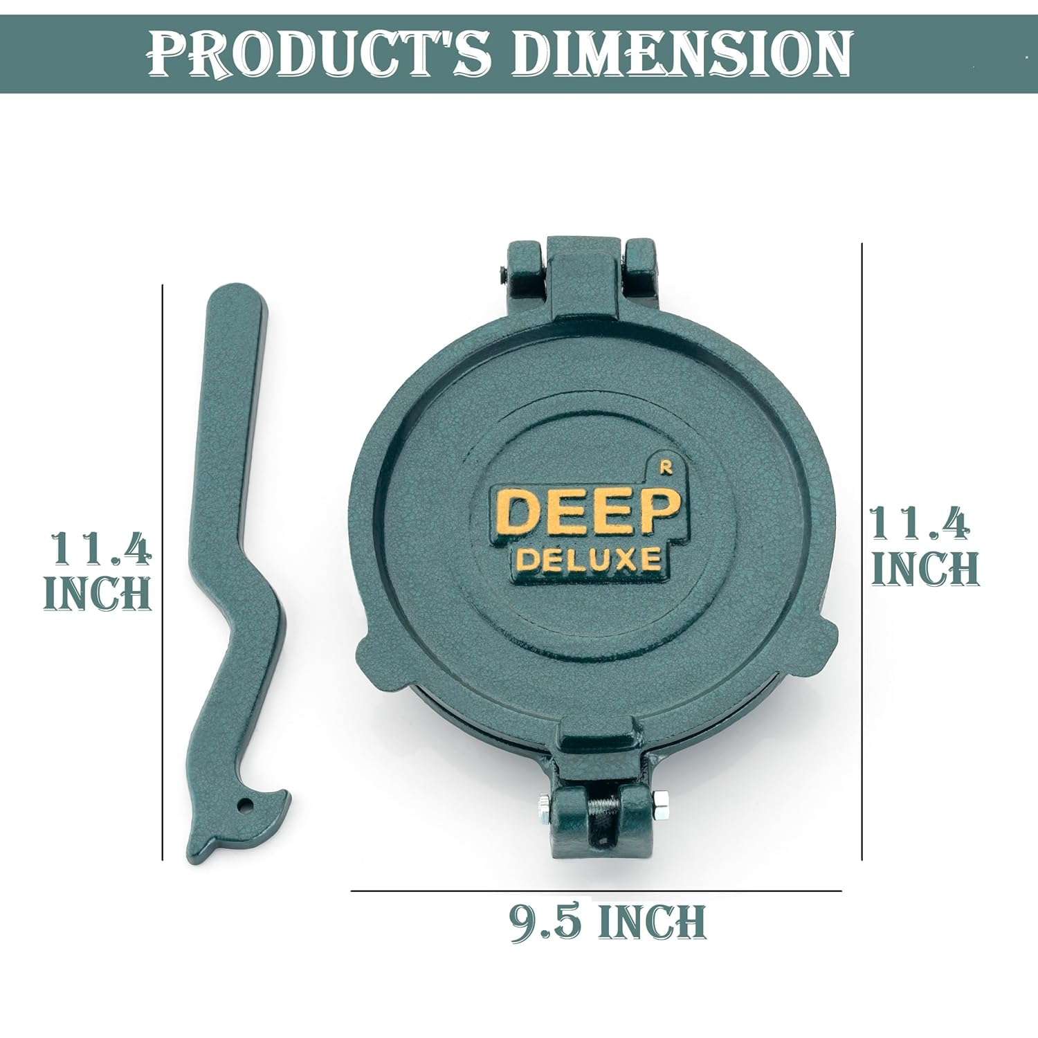 DEEP - 8.7 inch Roti Maker Press-Heavy Duty Cast Iron with Stainless Steel Plates - Manual Chapati Presser, Puri Maker Press Machine - Kitchen Utensil for Roti,Chapati,Puri,Papad, Khakhra 5