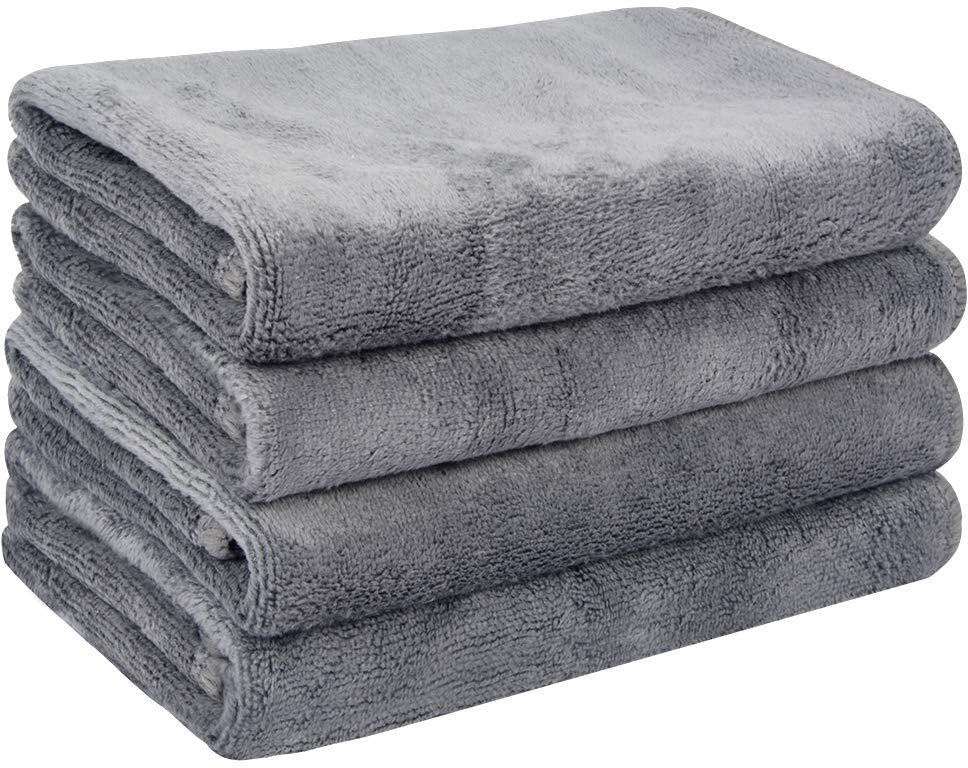 BINDIAN Microfiber Hand Towels Set of 4 Grey | 40x40 cm Soft Quick Dry Face Towels for Home, Gym, Travel, Kitchen, Cleaning | Super Absorbent, Lightweight, Reusable, Lint-Free, Skin-Friendly 1