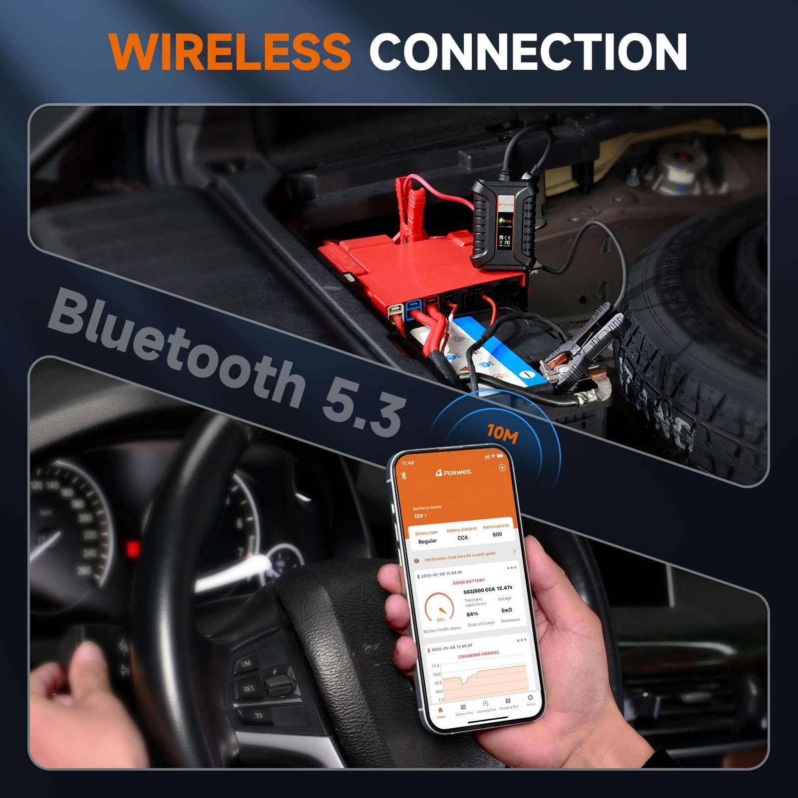 FOXWELL NT726 OBD2 Scanner with FOXWELL BT60 6V 12V Car Battery Tester 6