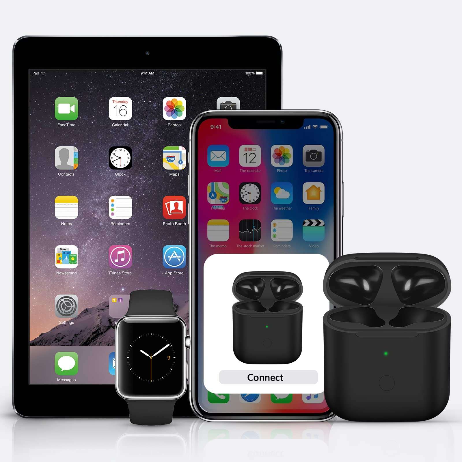 Plump Tiger Wireless Charging Case for Air pod 1/2, Built-in 450 mAh Battery Capacity Support Pairing and Sync Compatible with Air-pod 1/2 (Black) 4