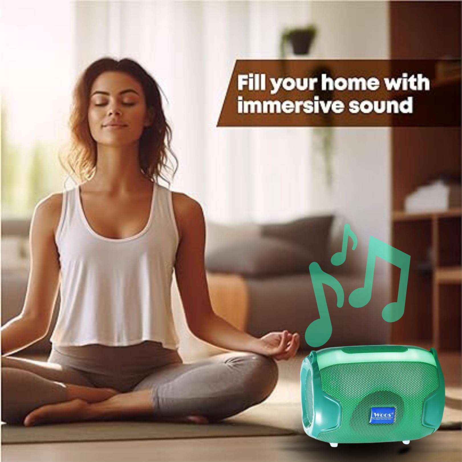 Woos BeatBall Unleash Stereo Power with Vibrant RGB, USB, TF, and FM - Innovative Design with Hanging Points for Portable Musical Bliss(Green) 4