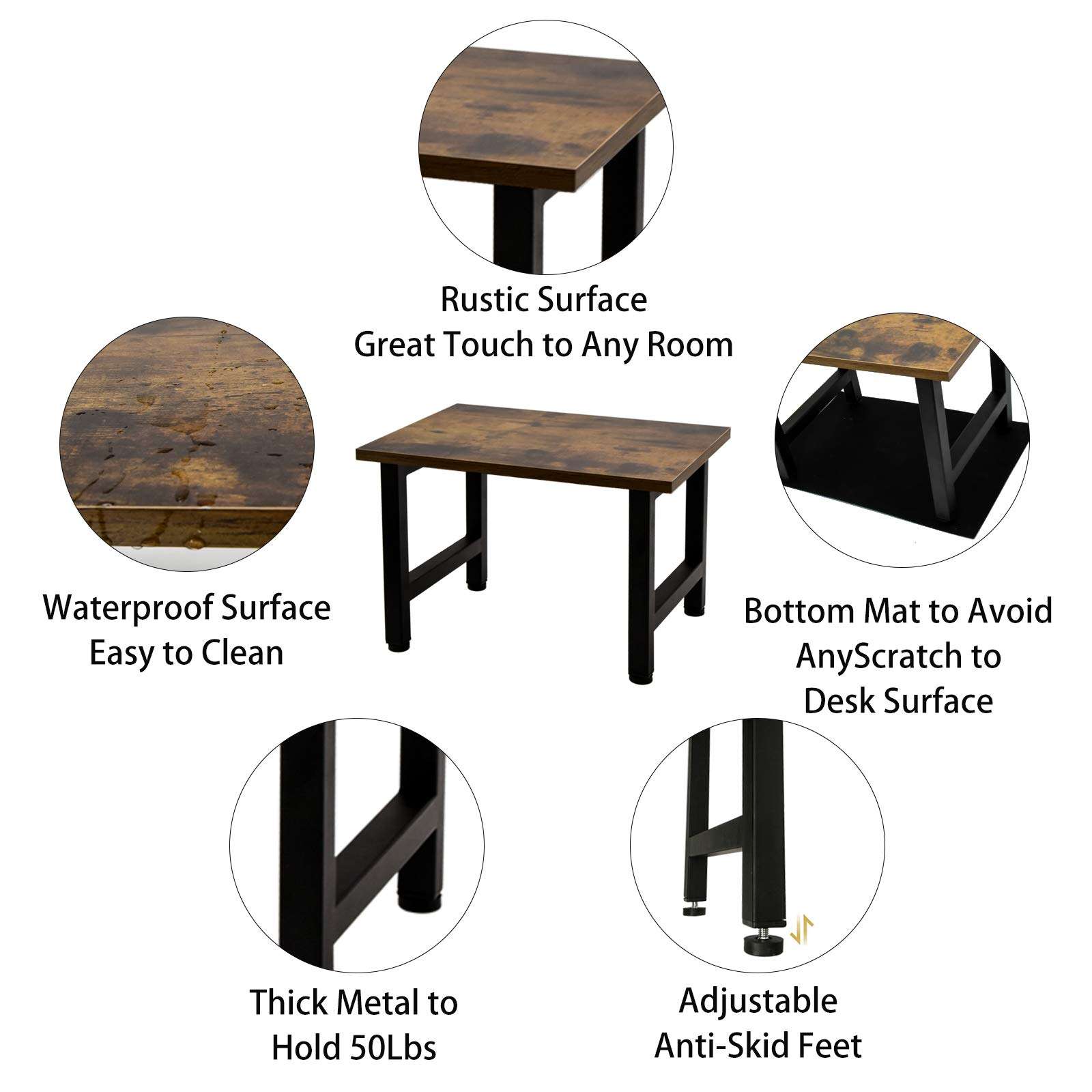 Vintage Desktop Printer Stand with Felt Mat, Single-Layer Desk Shelf Desk Organizer and Bookshelf, Home and Office Organization and Storage for Printers, Fax Machine, Scanner, Office Supplies 3