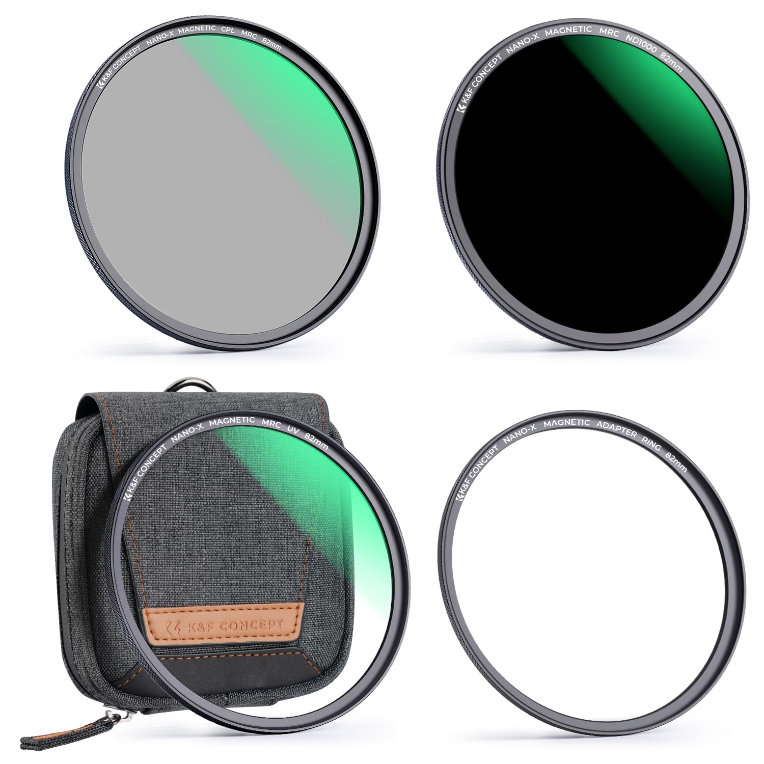 K&F CONCEPT 62mm Magnetic MCUV CPL Fixed ND1000 Magnetic Basic Ring 4-in-1 Lens Filters Kit with 28 Multi-Coatings for Camera Lens (Nano-X Series)