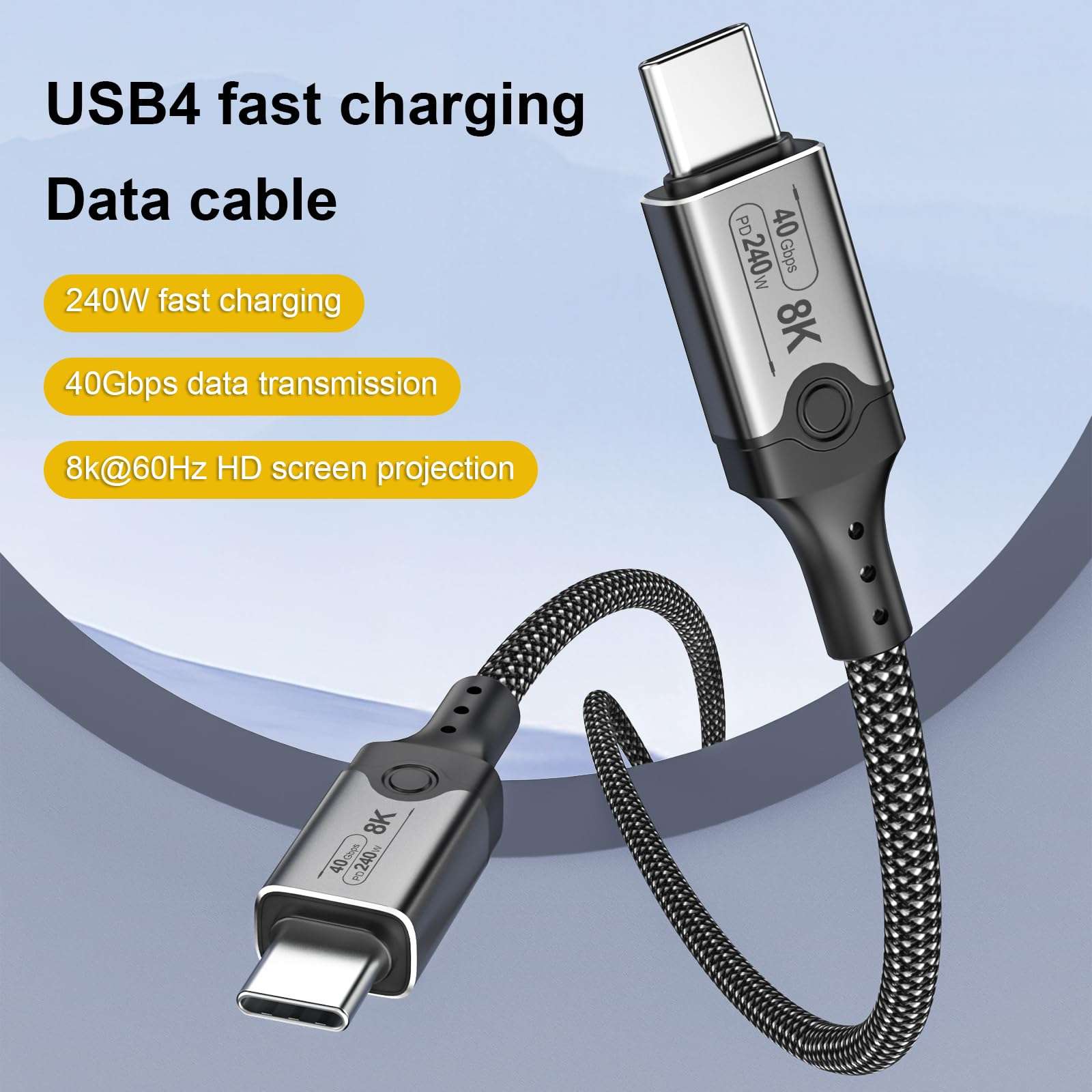 Unillous USB 4 Cable for Thunderbolt 4 Cable 5FT, 40Gbps Data Sync, 8K/6K@60Hz, 240W Charging, USB C to USB C Thunderbolt Cable, Compatible for MacBook, SSD, Docking, iPhone 16,eGPU 3