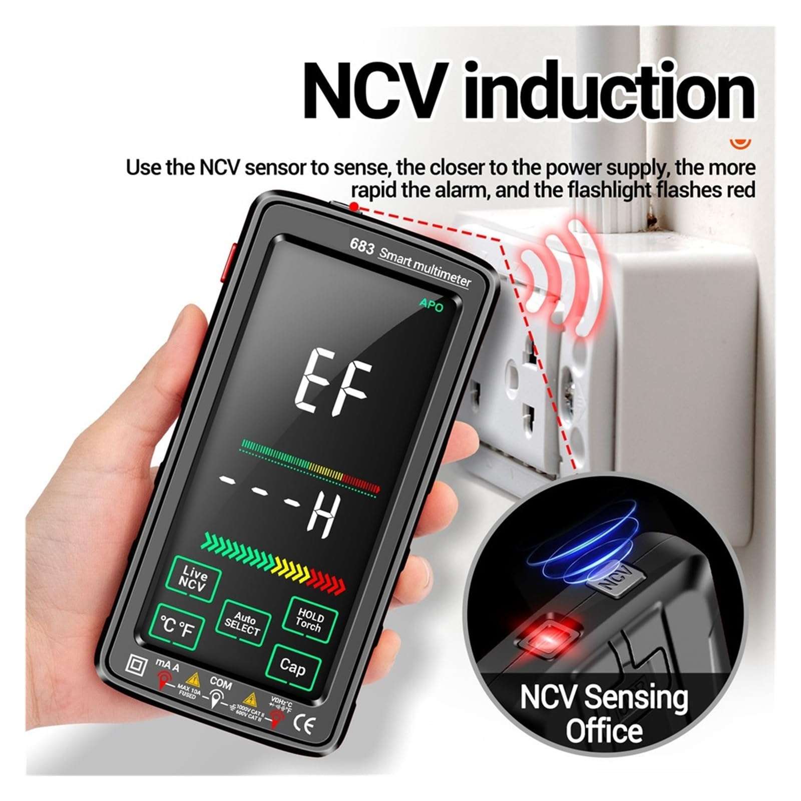 LIBODD Smart Digital Multimeter Touch Screen 6000 Counts AC/DC Ammeter Voltmeter Rechargeable Ohm Diode NCV Multimeter Tester(681) 4