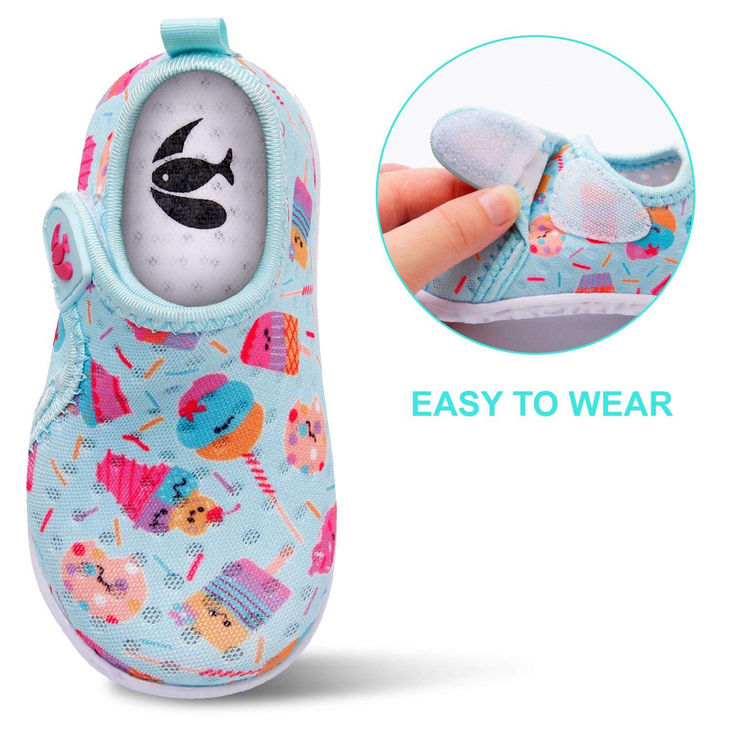 FEETCITY Water Shoes for Baby Boys and Girls Quick Drying Aqua Shoes Outdoor Beach Pool Shoes Ice Cream 2.5-3 Years Toddler 3