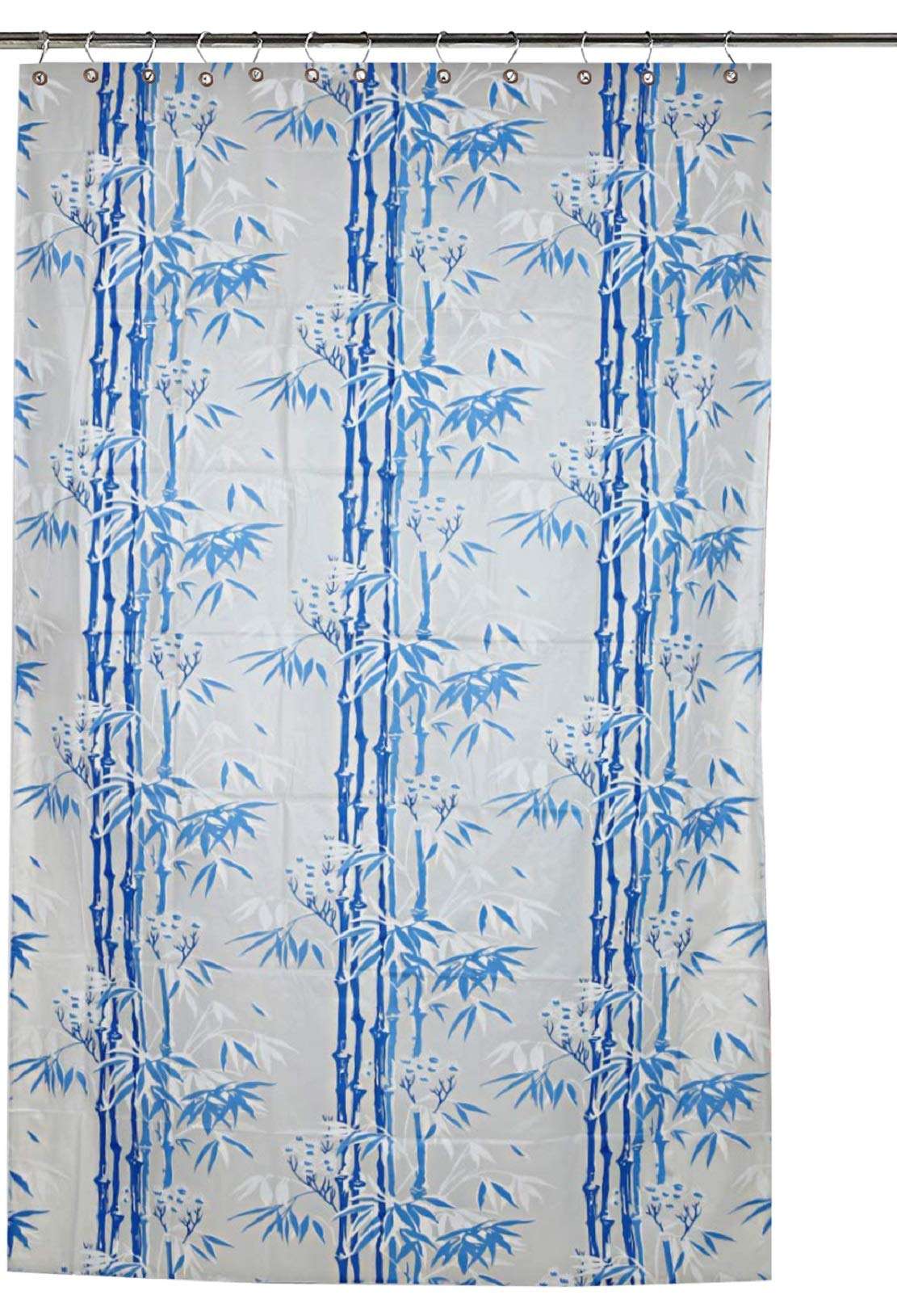 Heart Home Bamboo Design Waterproof PVC Shower Curtain with 8 Hooks 54 inch x 84 inch (Blue) CTHH5569