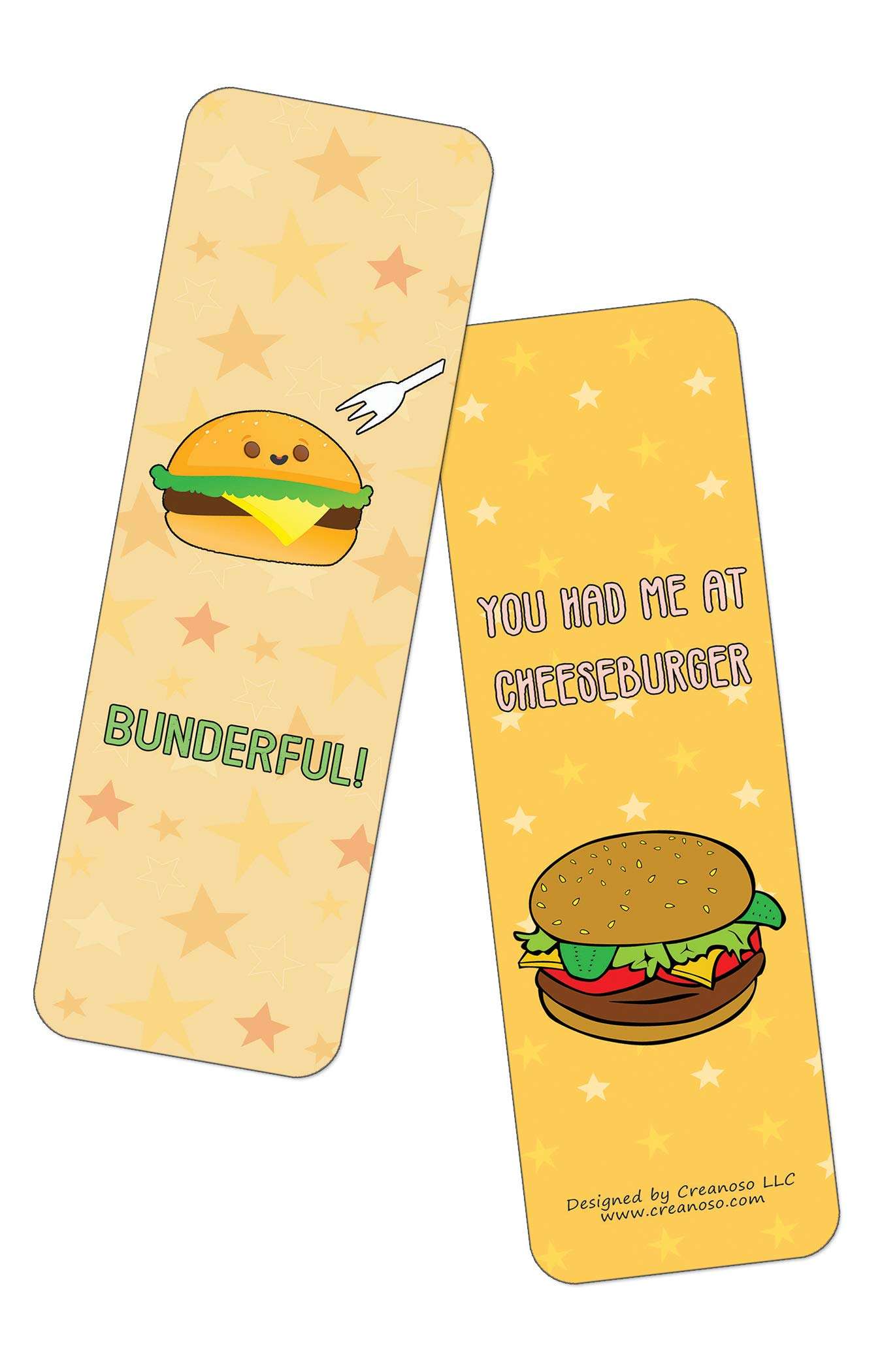 Creanoso Funny Burger Puns Bookmarks (12-Pack) - Stocking Stuffers Premium Quality Gift Ideas for Children, Teens, & Adults - Corporate Giveaways & Party Favors 4