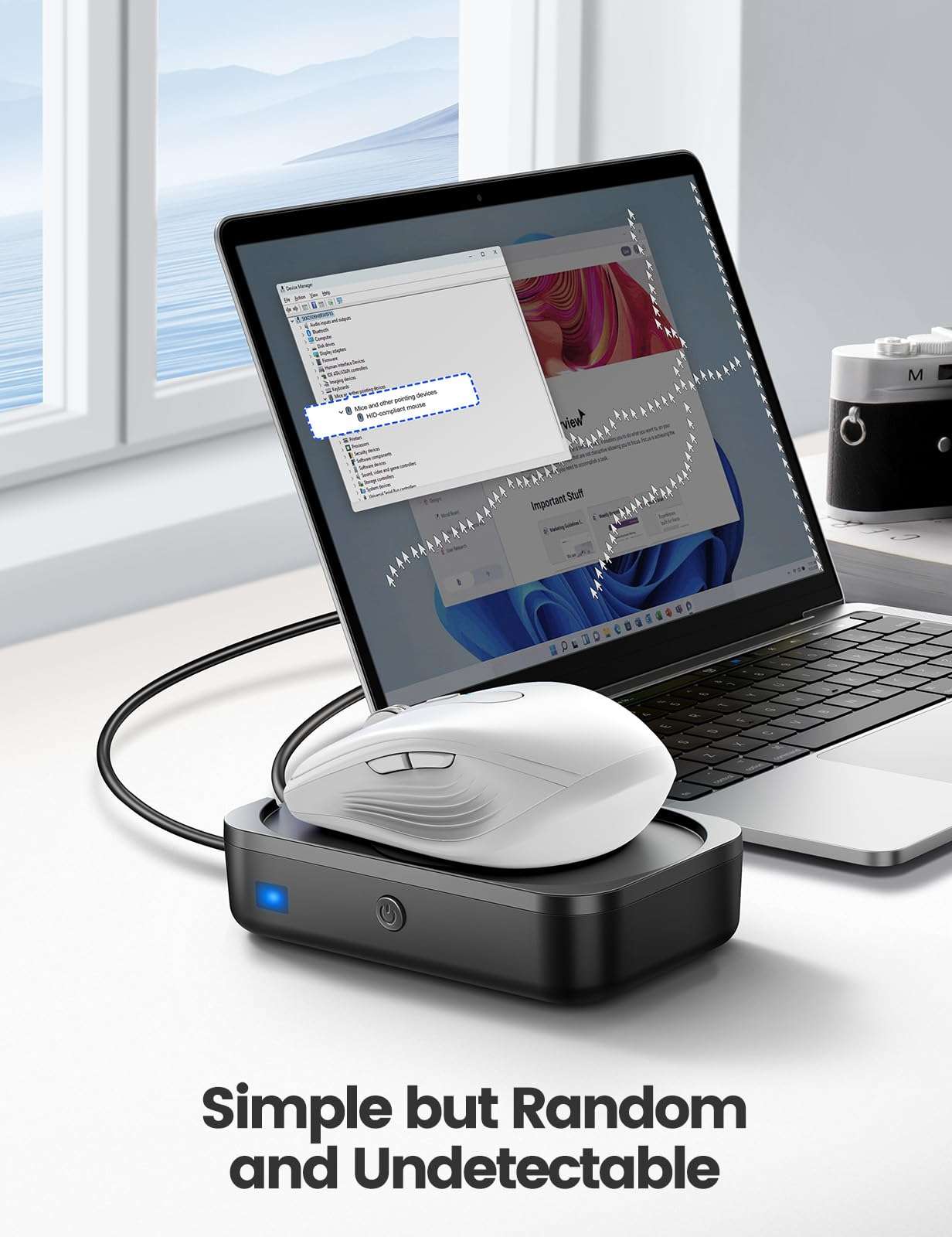 meatanty [Easier-to-Use Mouse Jiggler, 100% Undetectable Mouse Mover, Automatic Mouse Shaker Wiggler Computer Moving Device Pad, Mechanical Random Vibration for Office Remote Work and Life Balance 5